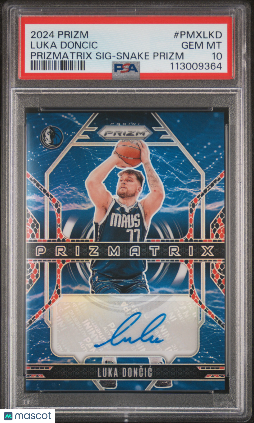 2024 Panini Prizm Prizmatrix Signatures Luka Doncic #PMXLKD Snake PSA 10