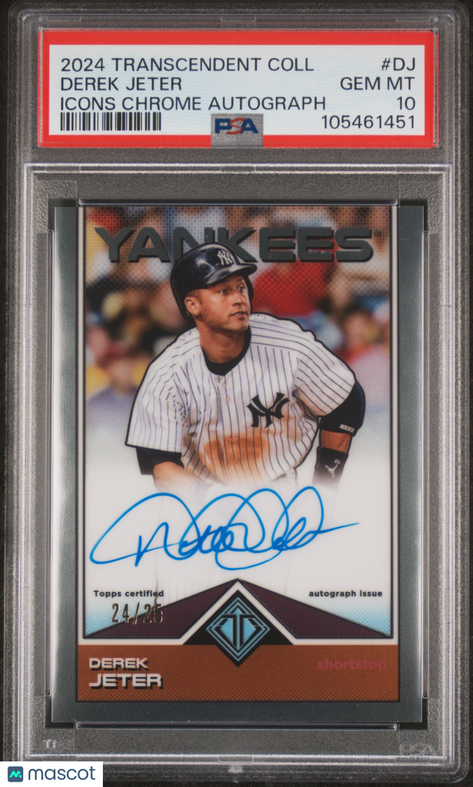 2024 Topps Transcendent Collection Transcendent Icons Chrome Autographs Derek Jeter #DJ PSA 10