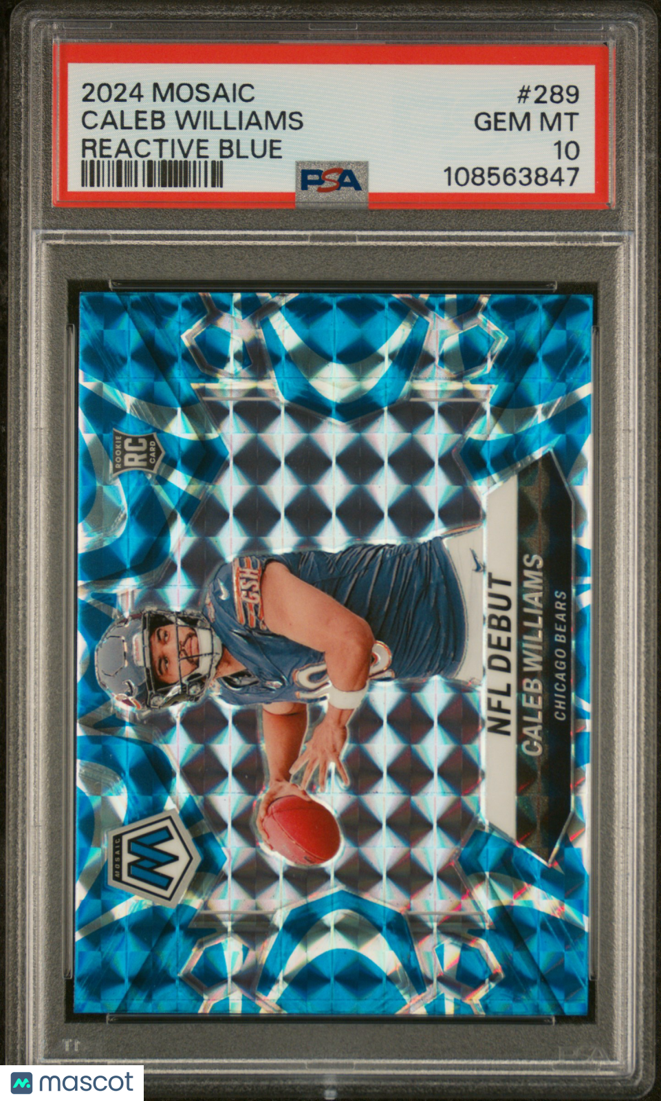 2024 Panini Mosaic Caleb Williams #289 Reactive Blue PSA 10