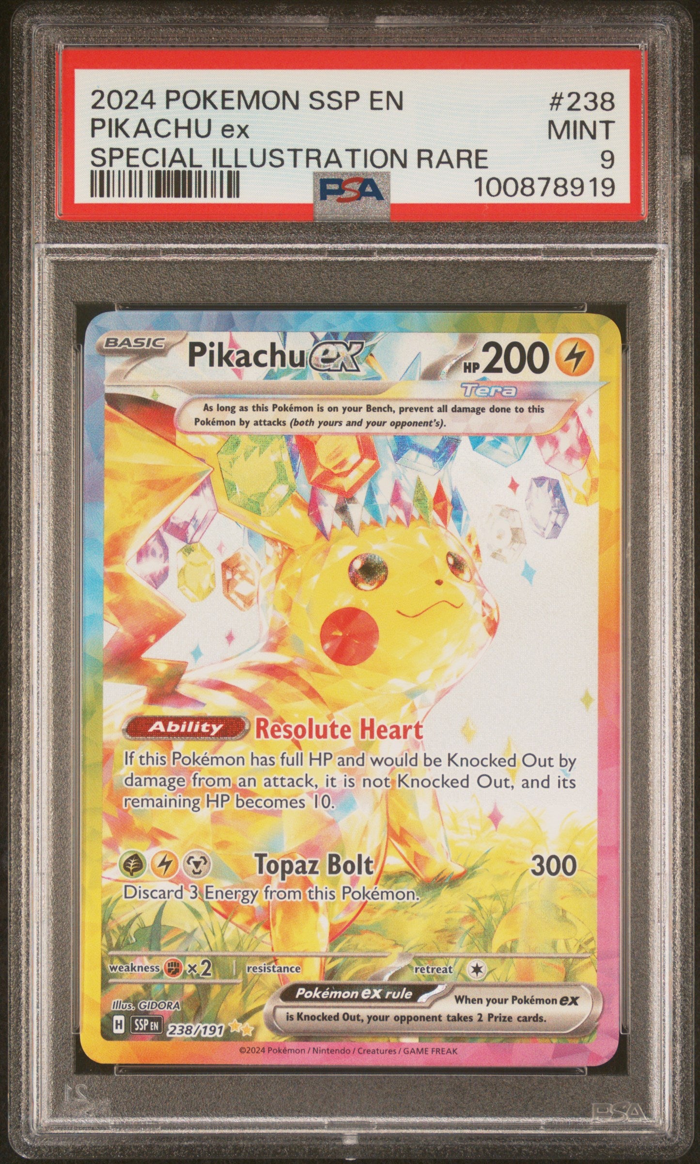 PokéMon TCG Pikachu EX #238 Special Illustration Rare PSA 9