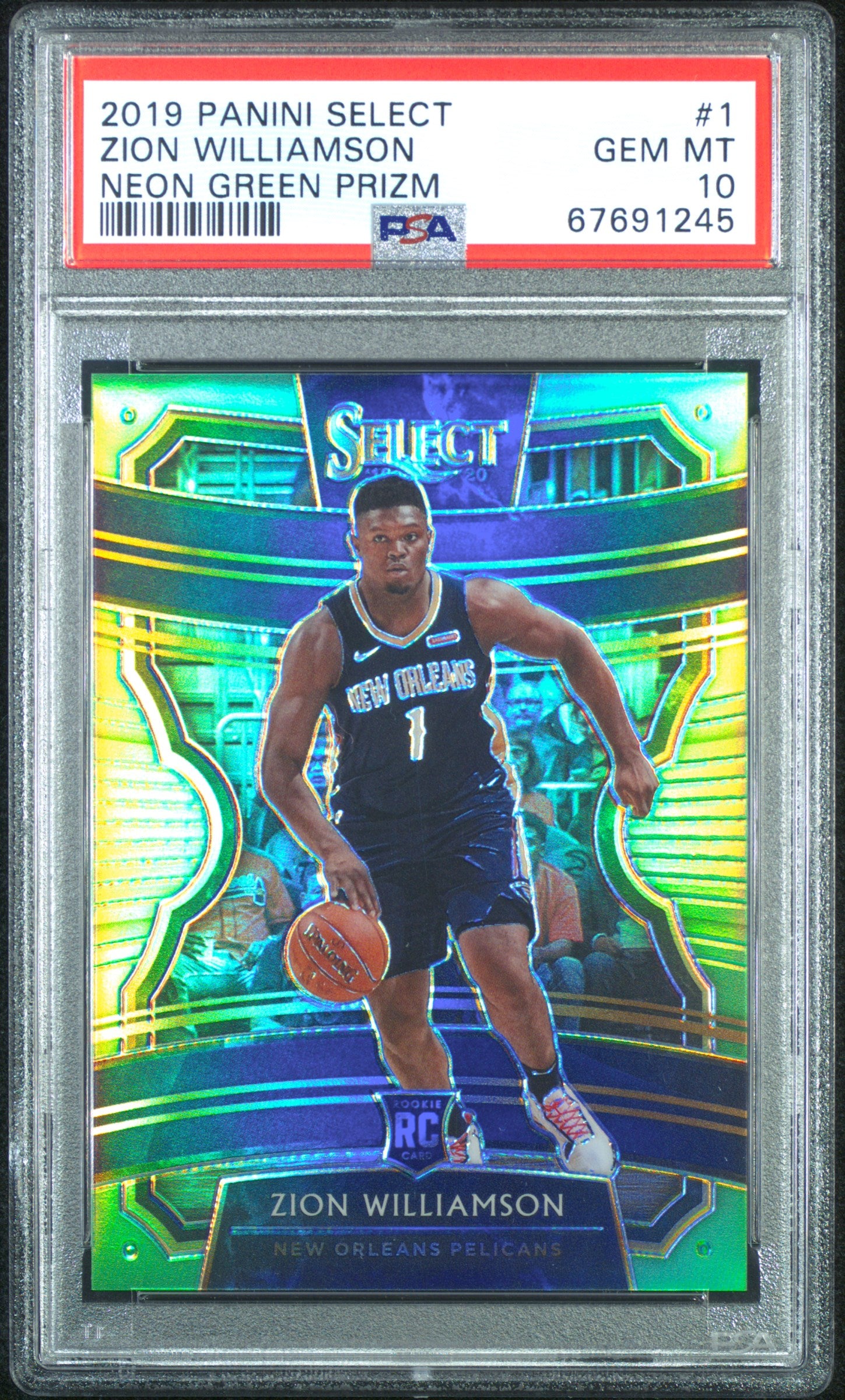 2019 Panini Select Zion Williamson #1 Neon Green Prizm PSA 10