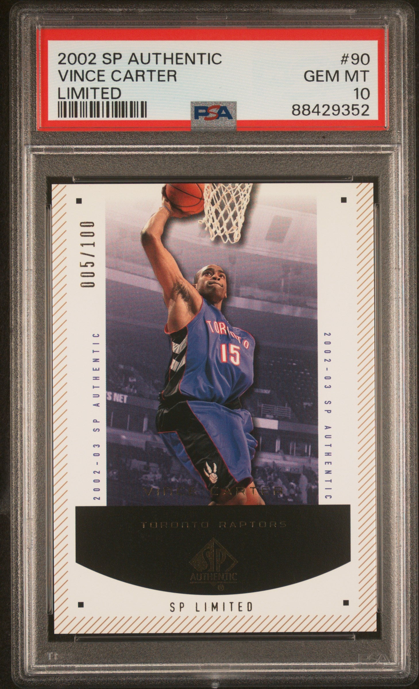 2002 SP Authentic Vince Carter #90 Limited PSA 10