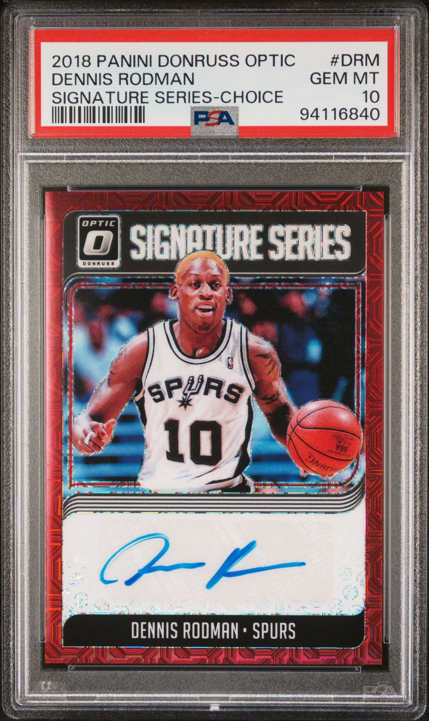 2018 Panini Donruss Optic Signature Series Dennis Rodman #DRM PSA 10