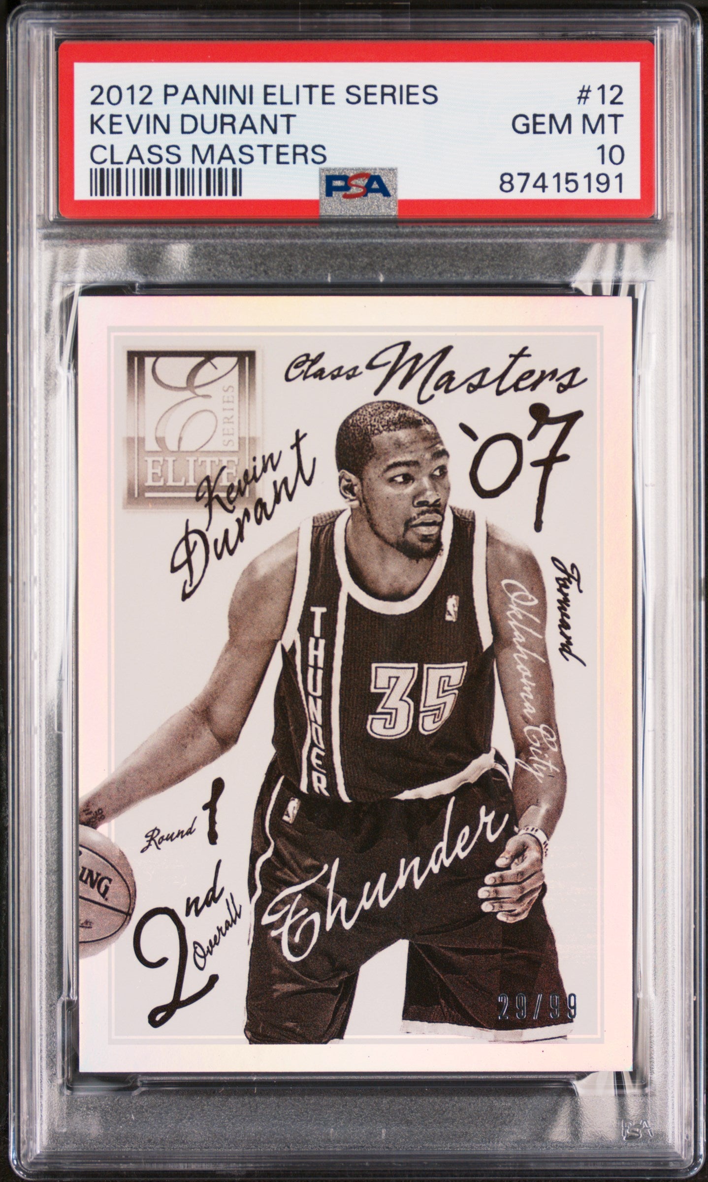 2012 Panini Elite Series Class Masters Kevin Durant #12 PSA 10