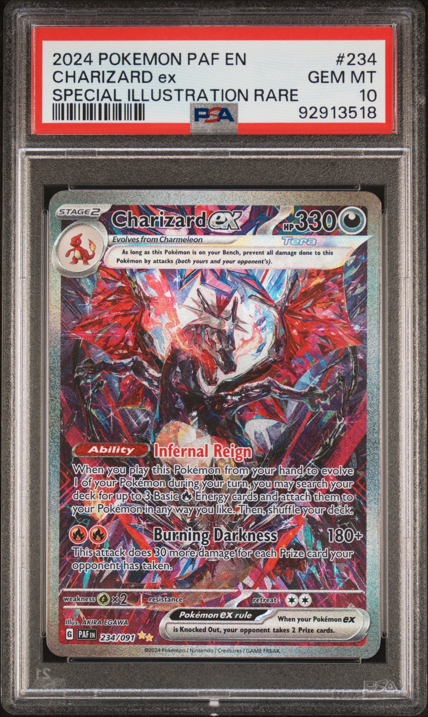 PokéMon TCG Charizard EX #234 Special Illustration Rare PSA 10