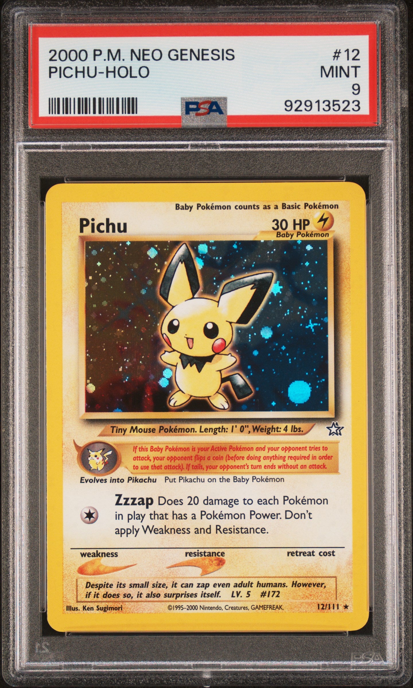 PokéMon TCG Pichu #12 PSA 9