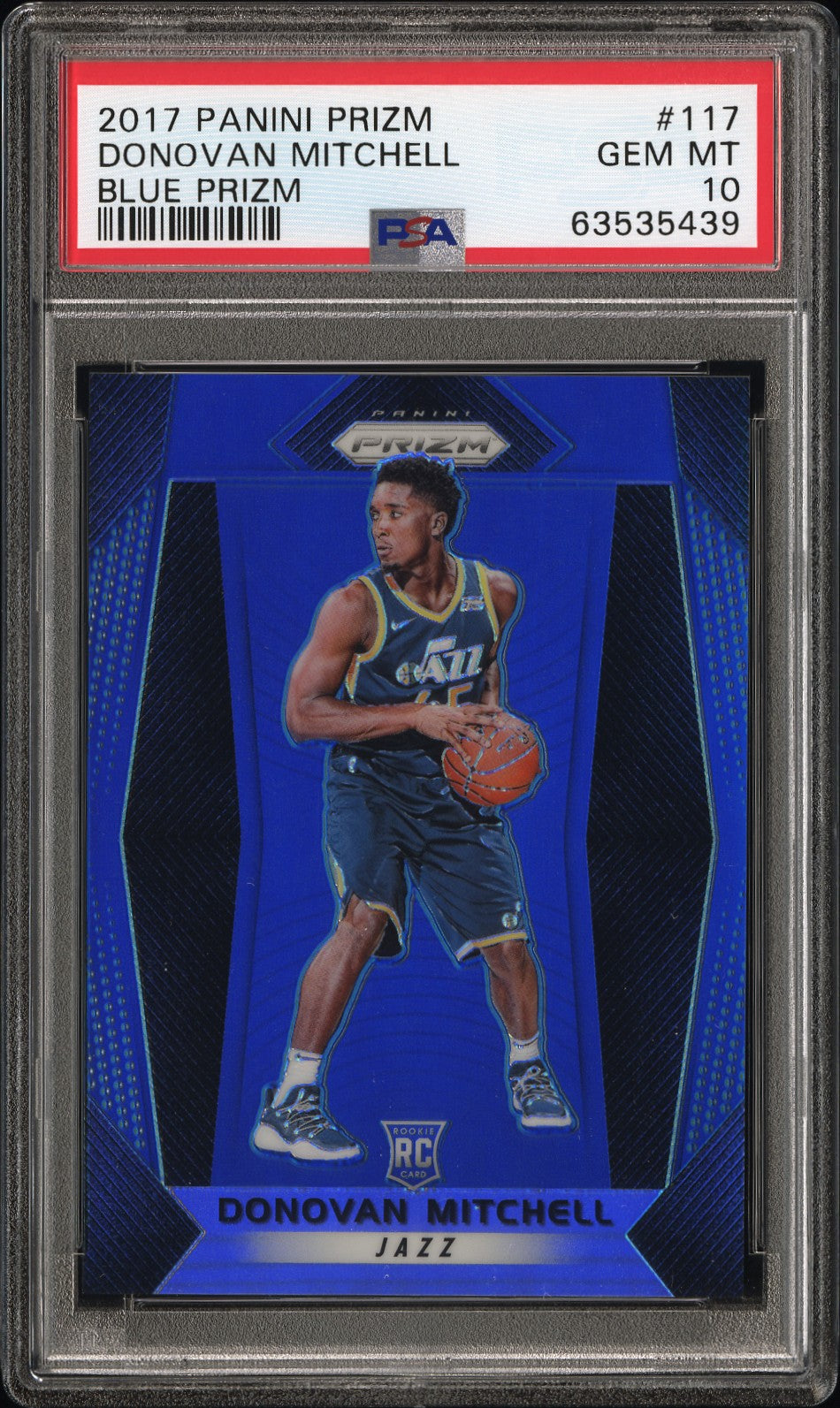 2017 Panini Prizm Donovan Mitchell #117 Blue PSA 10