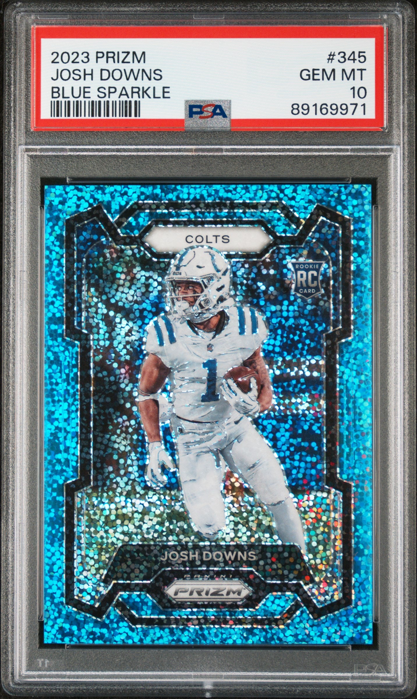 2023 Panini Prizm Josh Downs #345 Blue Sparkle PSA 10