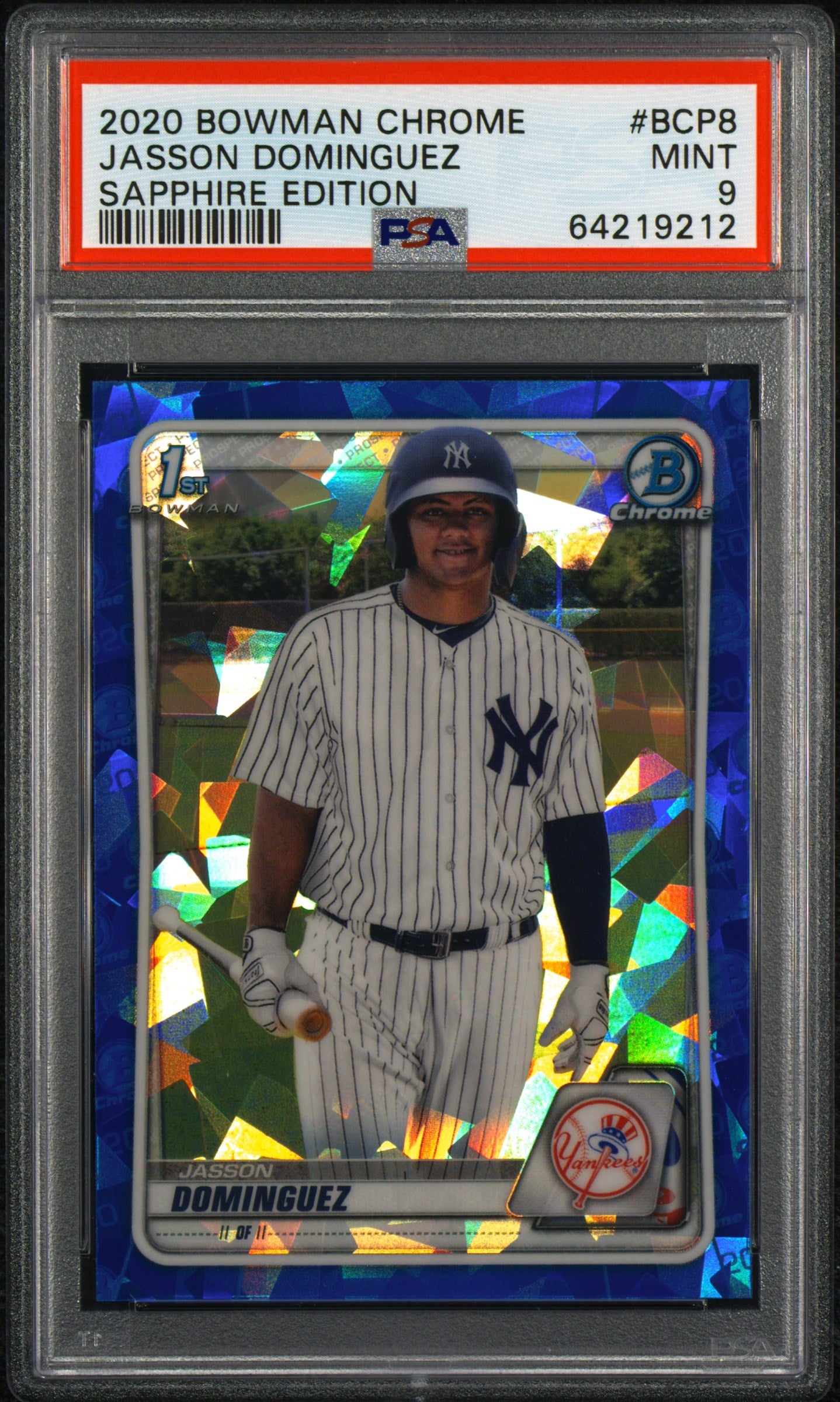 2020 Bowman Chrome Sapphire Edition Jasson Dominguez #BCP8 PSA 9