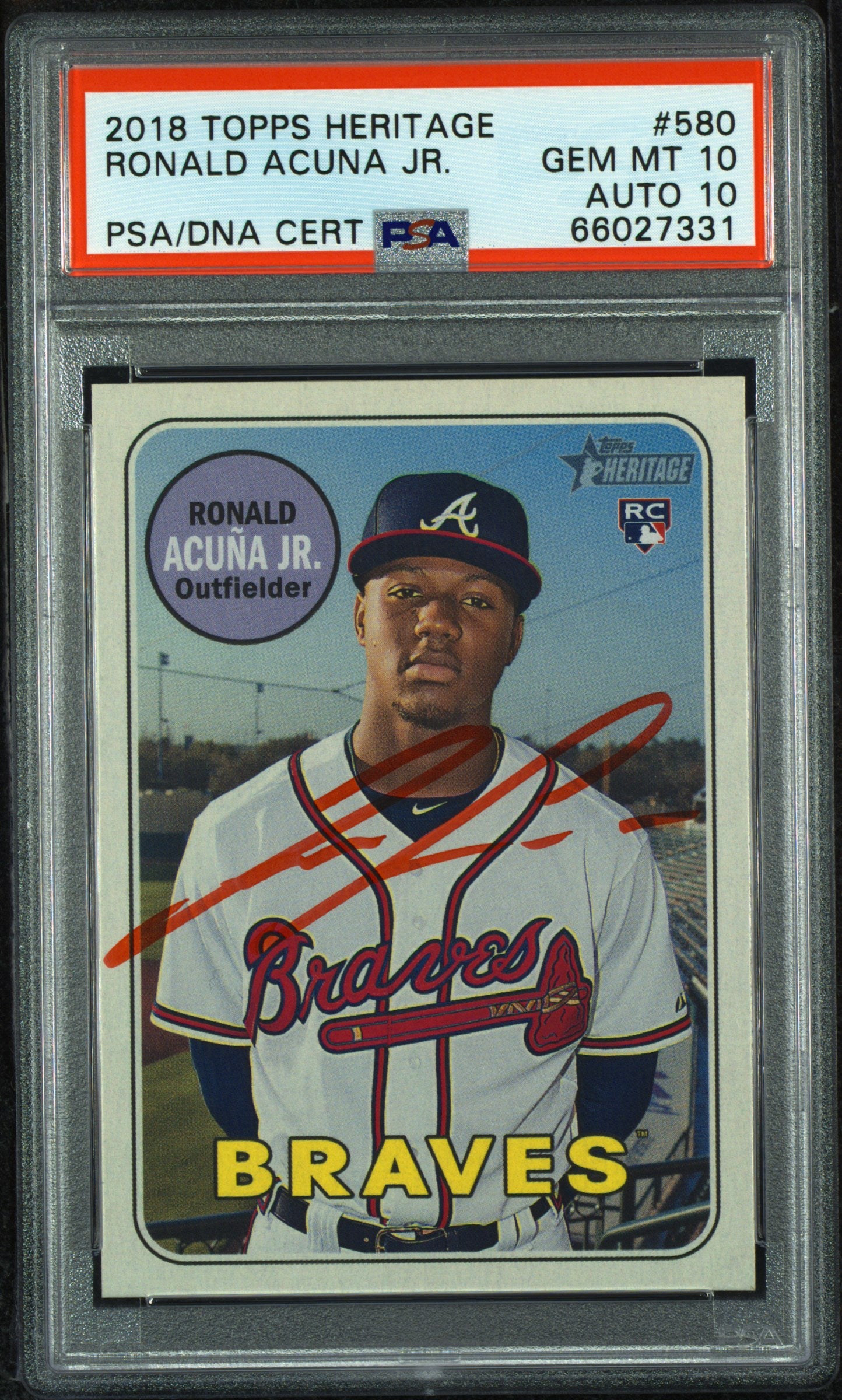 2018 Topps Heritage Ronald Acuna JR. #580 PSA 10