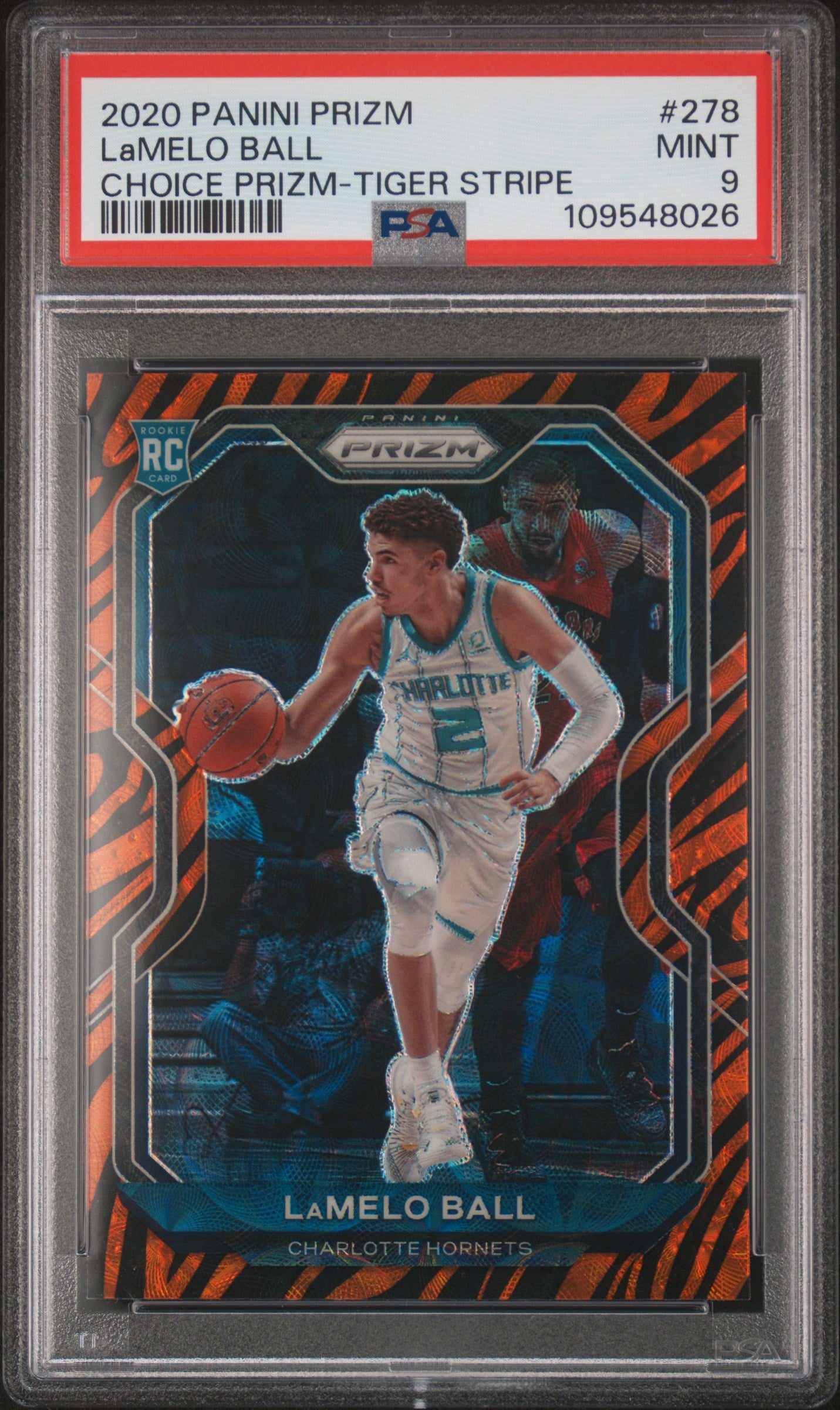 2020 Panini Prizm Lamelo Ball #278 Choice Tiger Stripe PSA 9