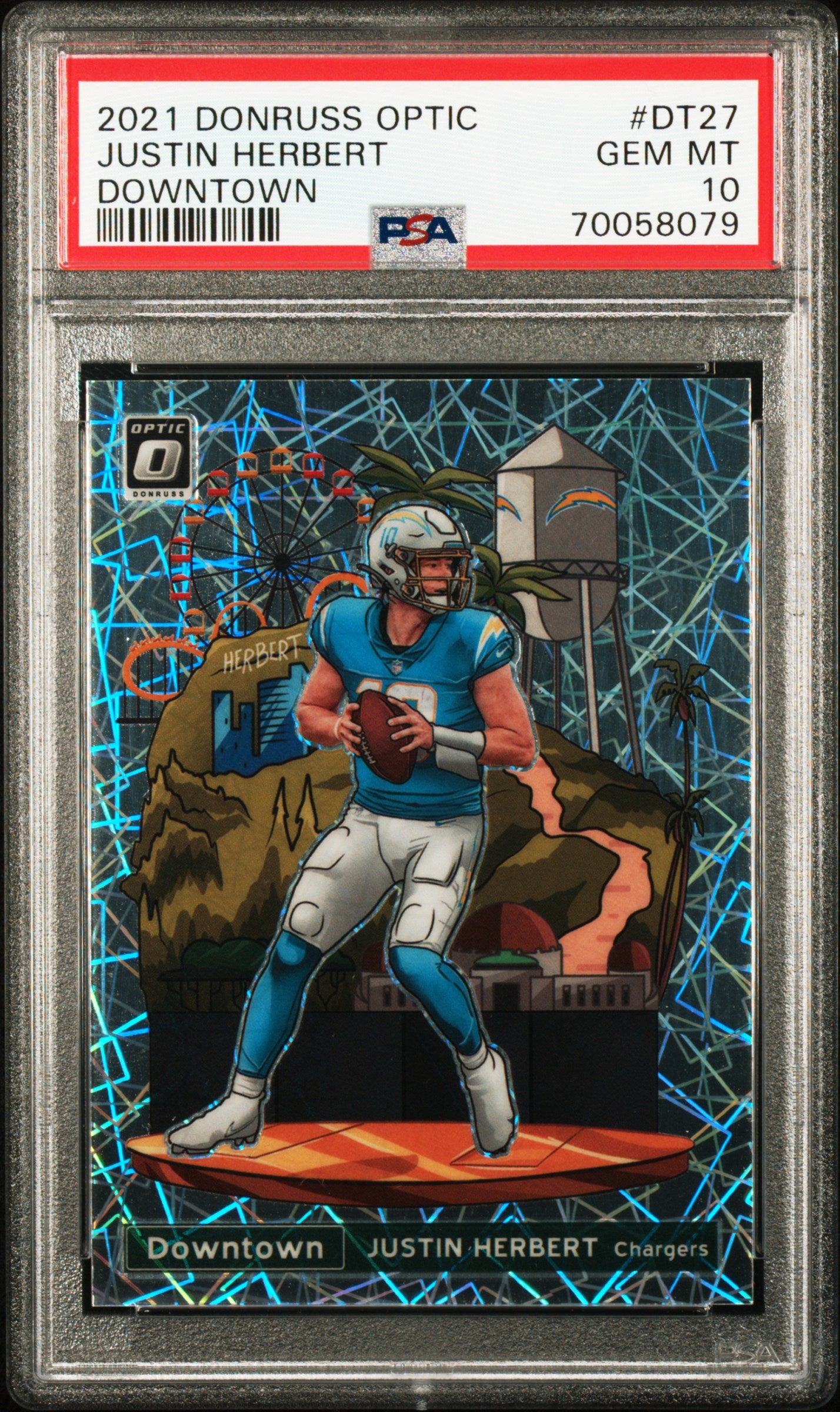 2021 Panini Donruss Optic Downtown Justin Herbert #DT27 Downtown PSA 10