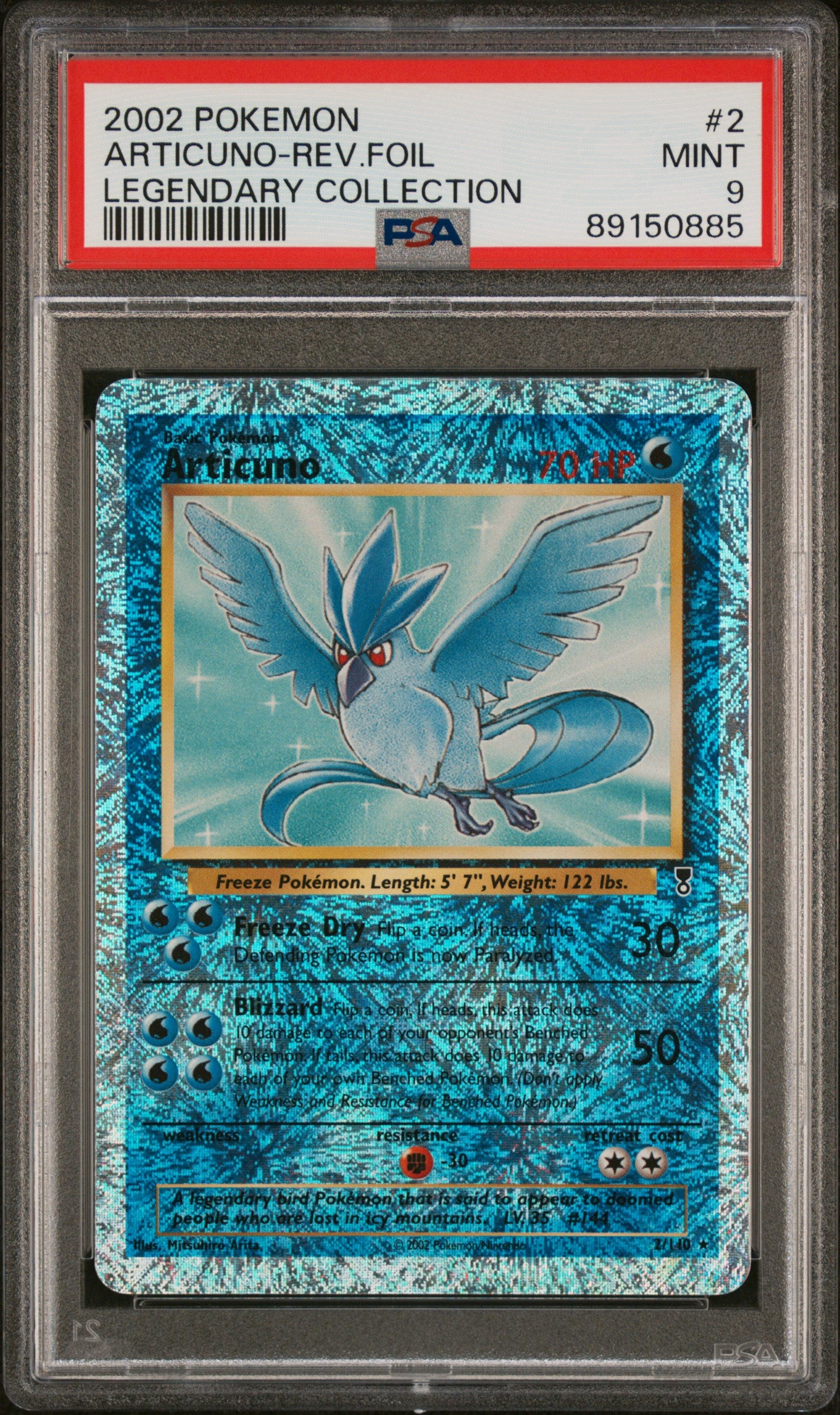 PokéMon TCG Articuno-Rev. Foil #2 Legendary Collection PSA 9