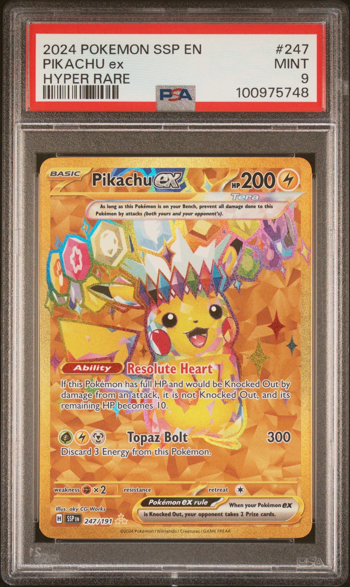 PokéMon TCG Pikachu EX #247 Hyper Rare PSA 9