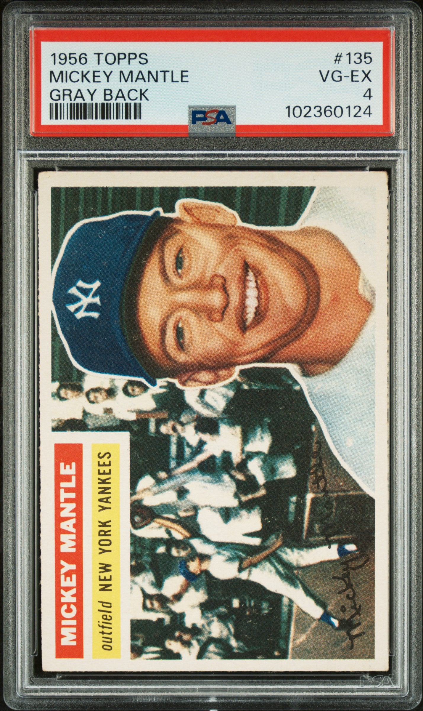 1956 Topps Mickey Mantle #135 Gray Back PSA 4