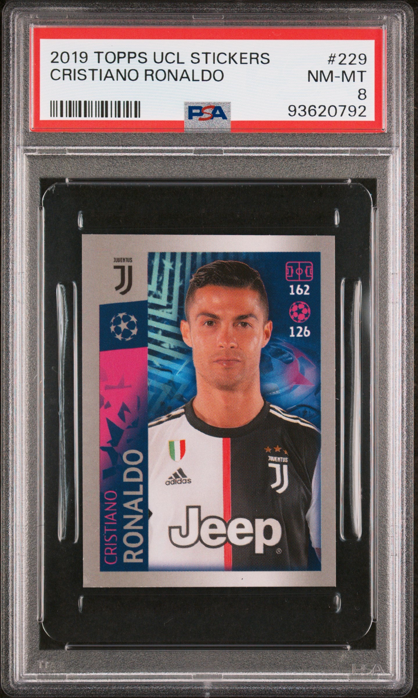 2019 Topps UEFA Champions League Stickers Cristiano Ronaldo #229 PSA 8