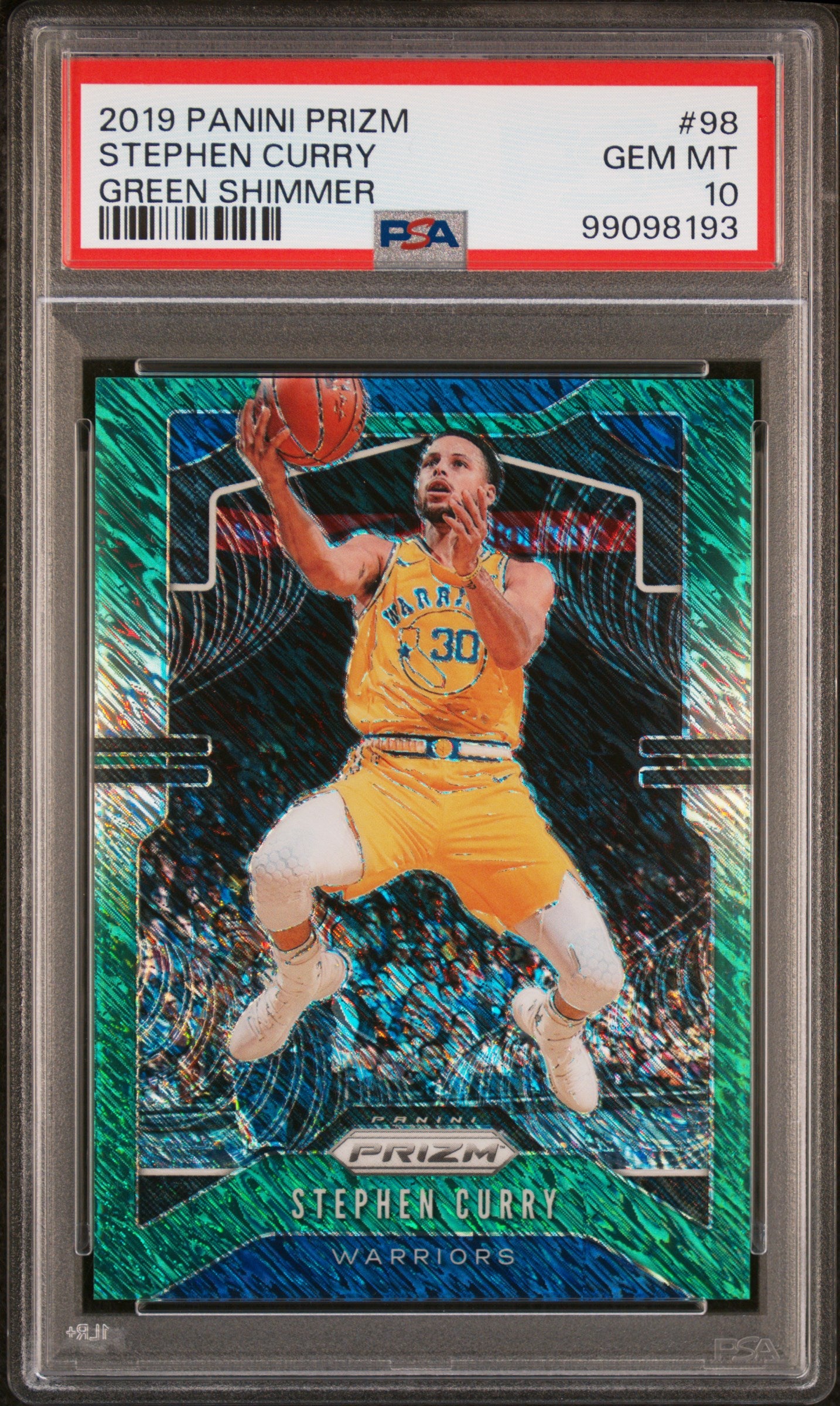 2019 Panini Prizm Stephen Curry #98 Green Shimmer PSA 10