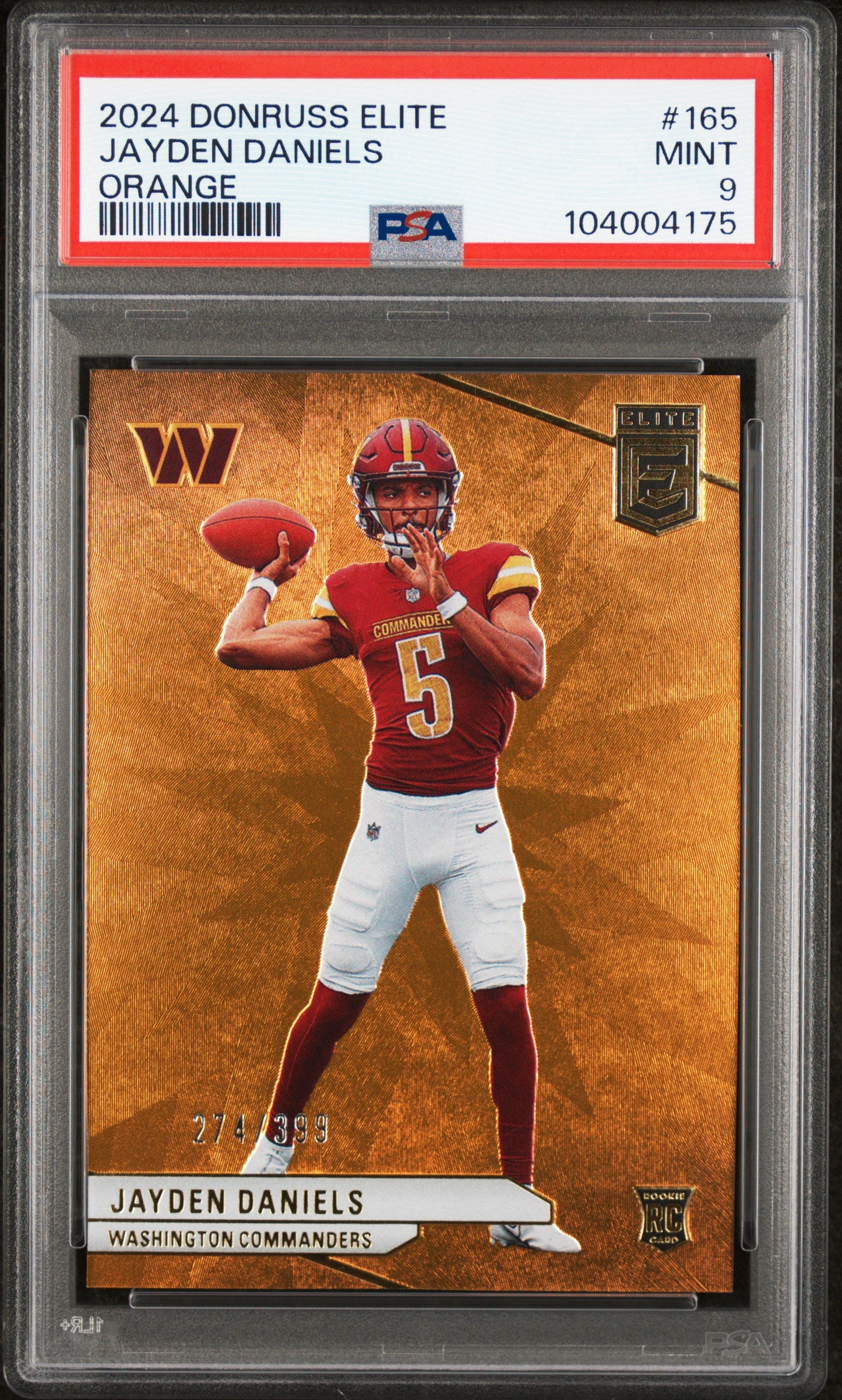 2024 Panini Donruss Elite Jayden Daniels #165 Orange PSA 9