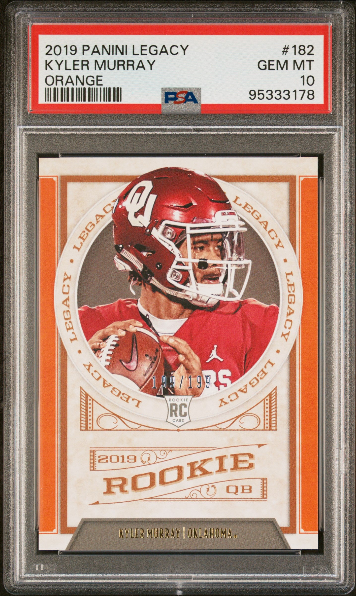 2019 Panini Legacy Kyler Murray #182 Orange PSA 10