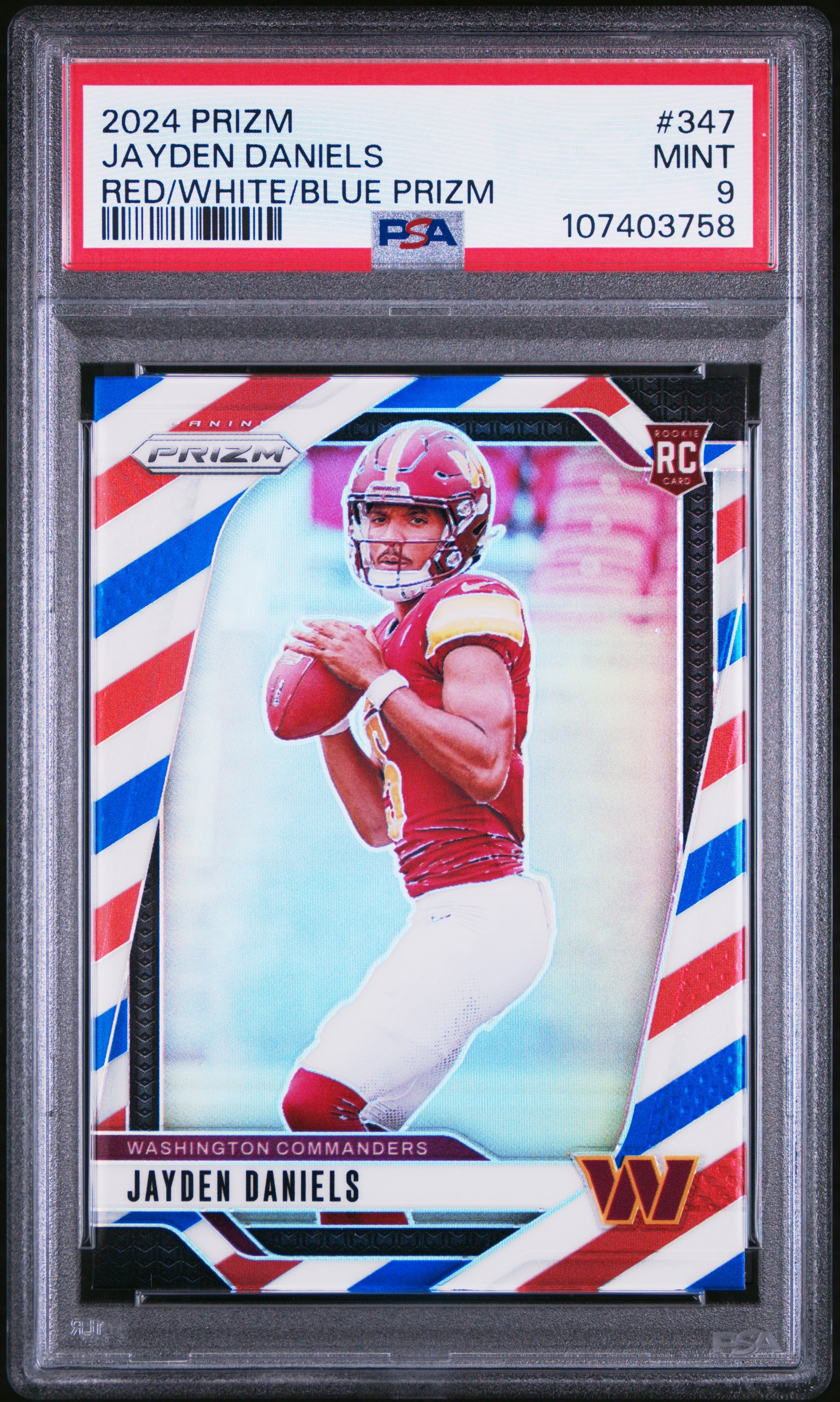 2024 Panini Prizm Jayden Daniels #347 Red White Blue PSA 9