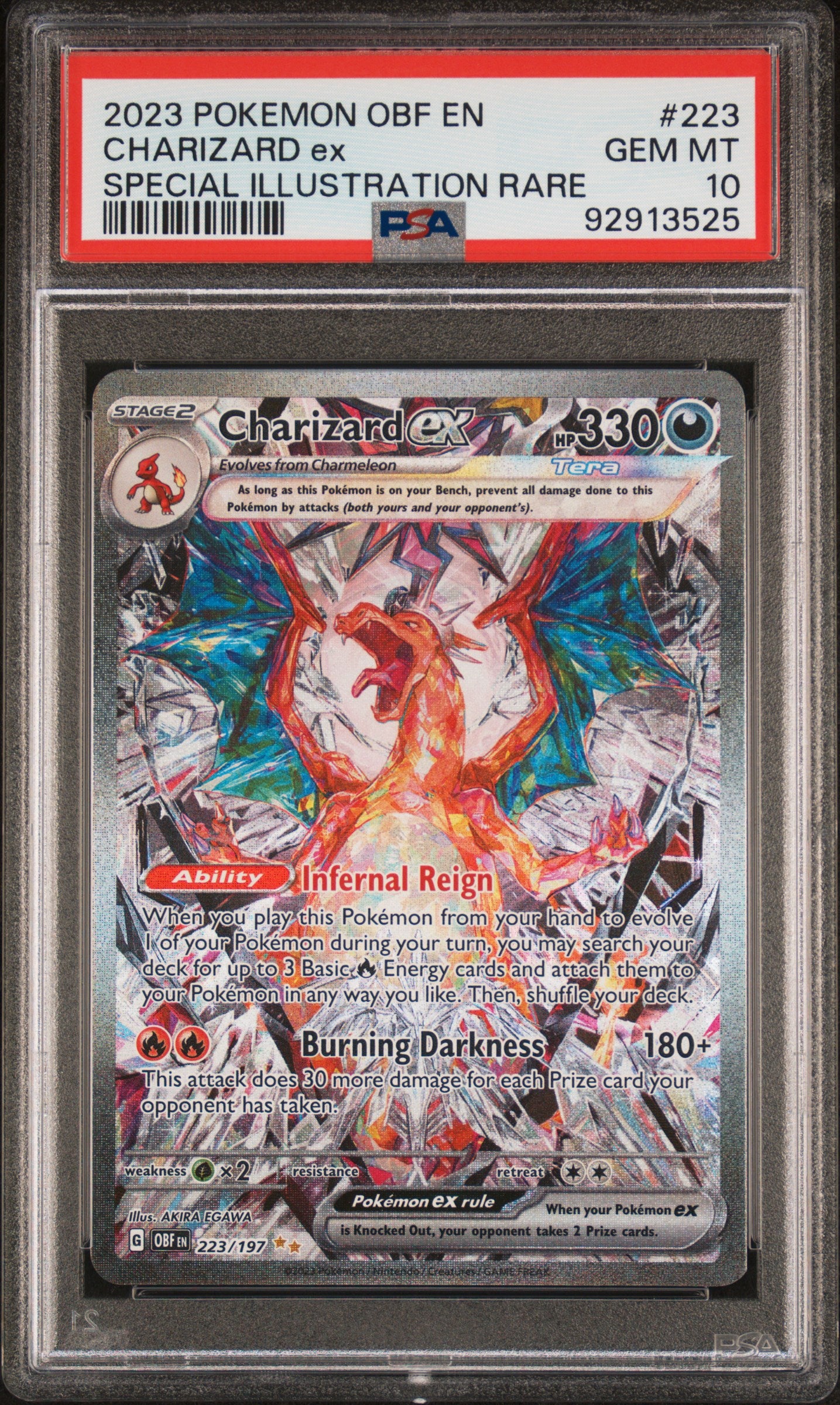 PokéMon TCG Charizard EX #223 Special Illustration Rare PSA 10