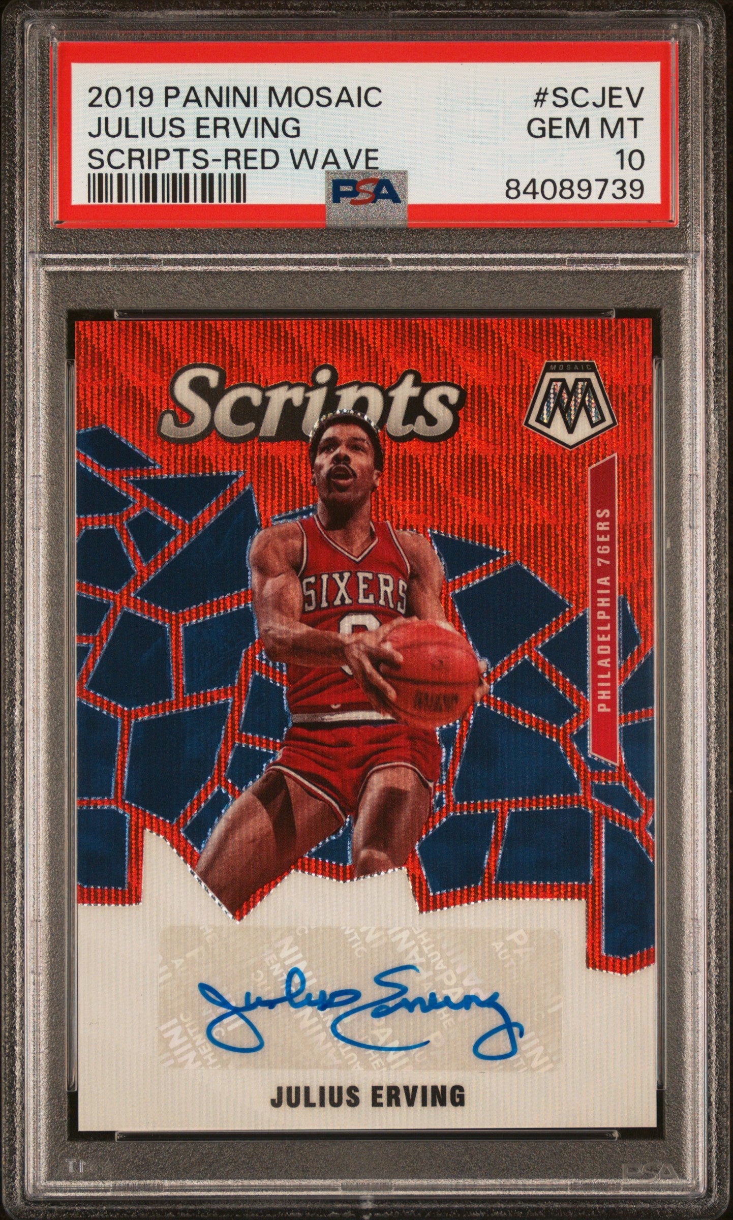 2019 Panini Mosaic Scripts Julius Erving #SCJEV PSA 10