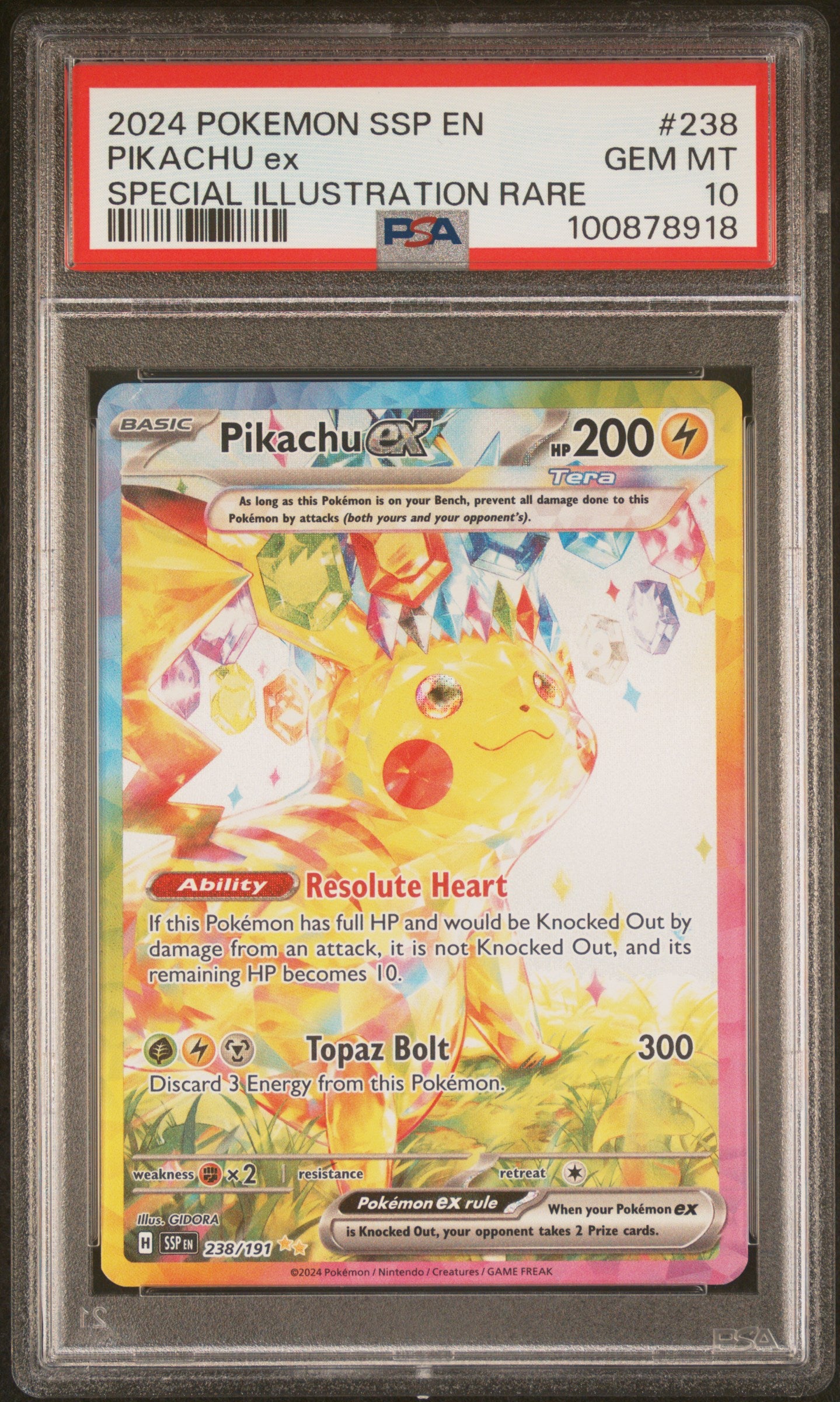 PokéMon TCG Pikachu EX #238 Special Illustration Rare PSA 10