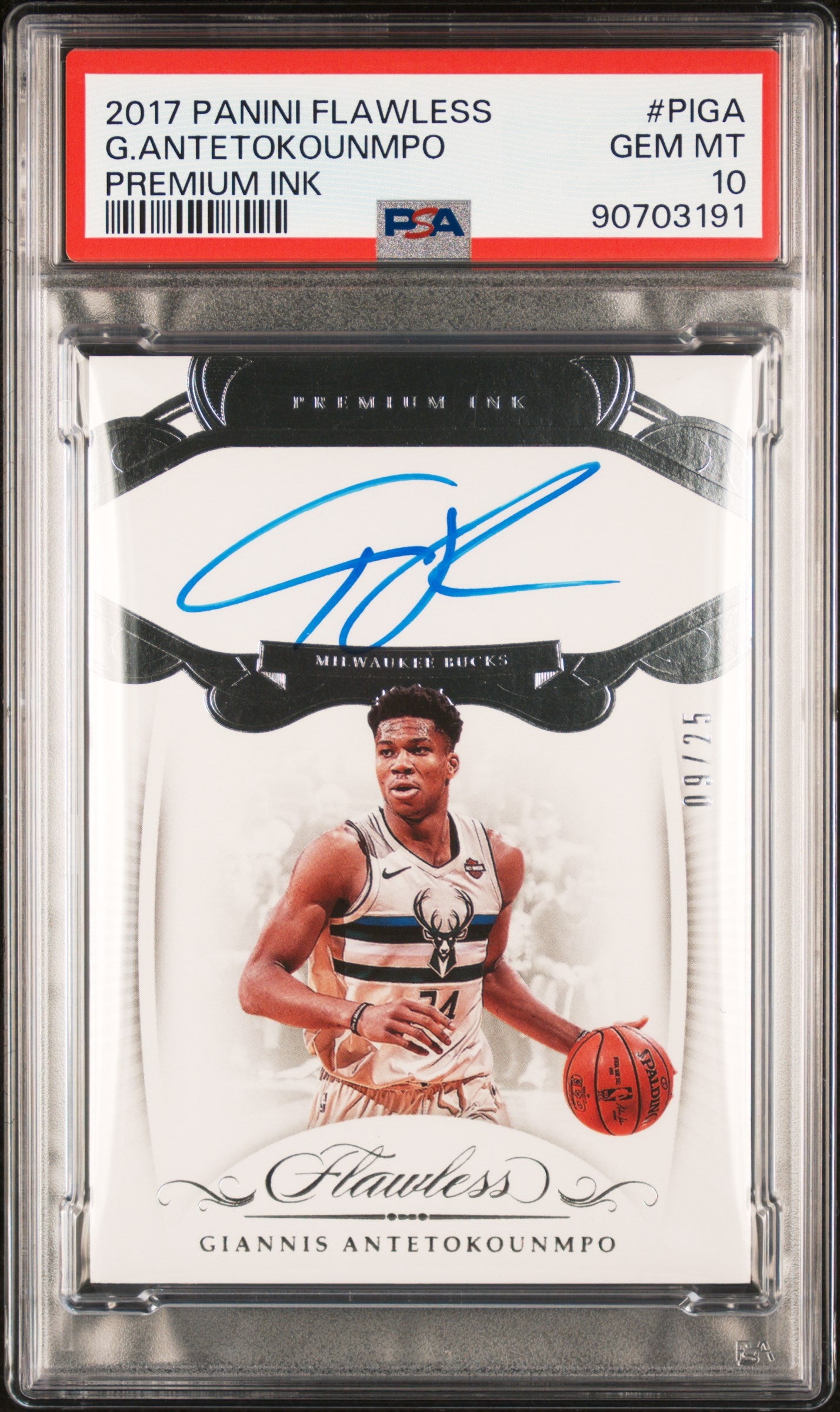 2017 Panini Flawless Premium Ink G. Antetokounmpo #PIGA PSA 10