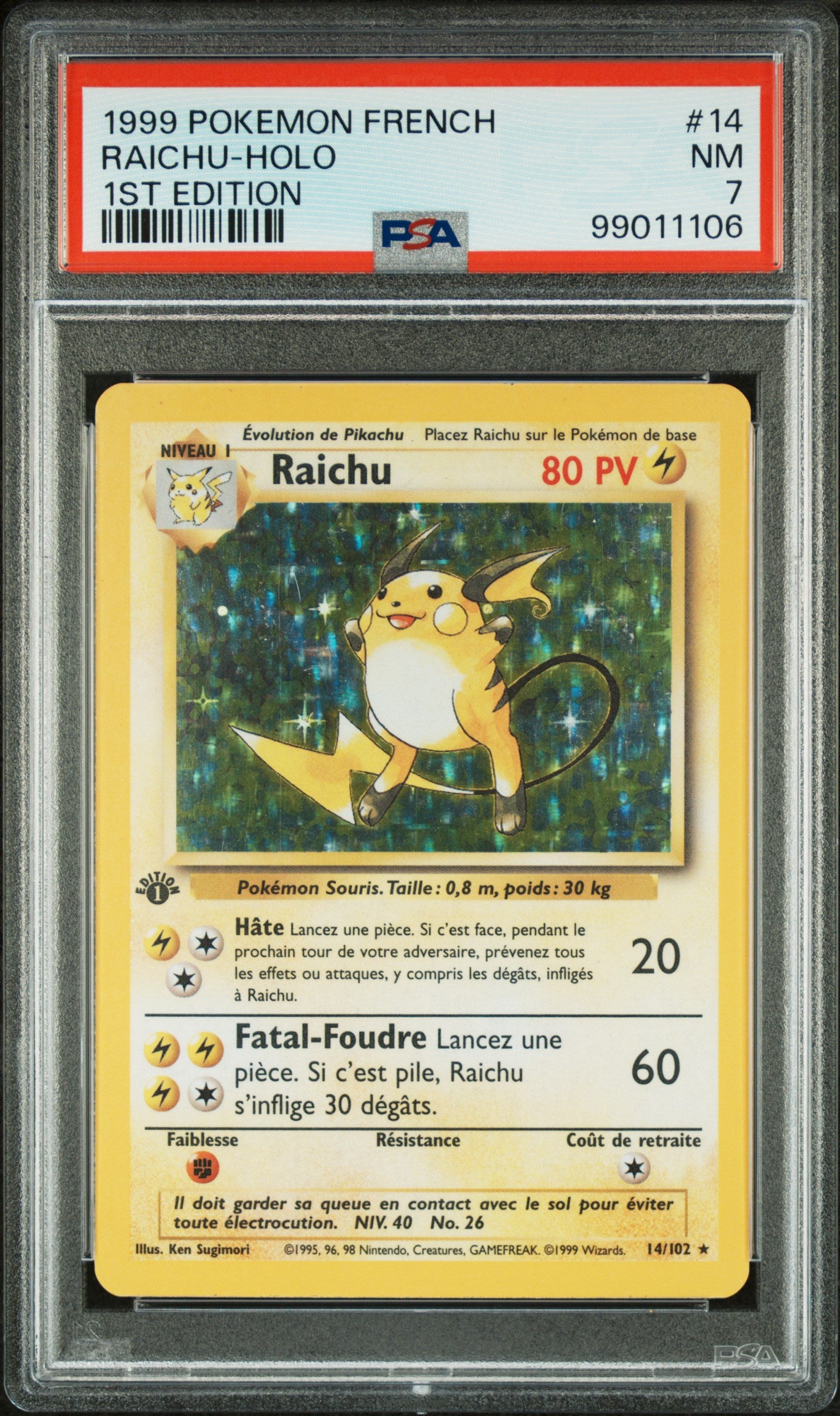 PokéMon TCG Raichu #14 French 1ST Edition PSA 7