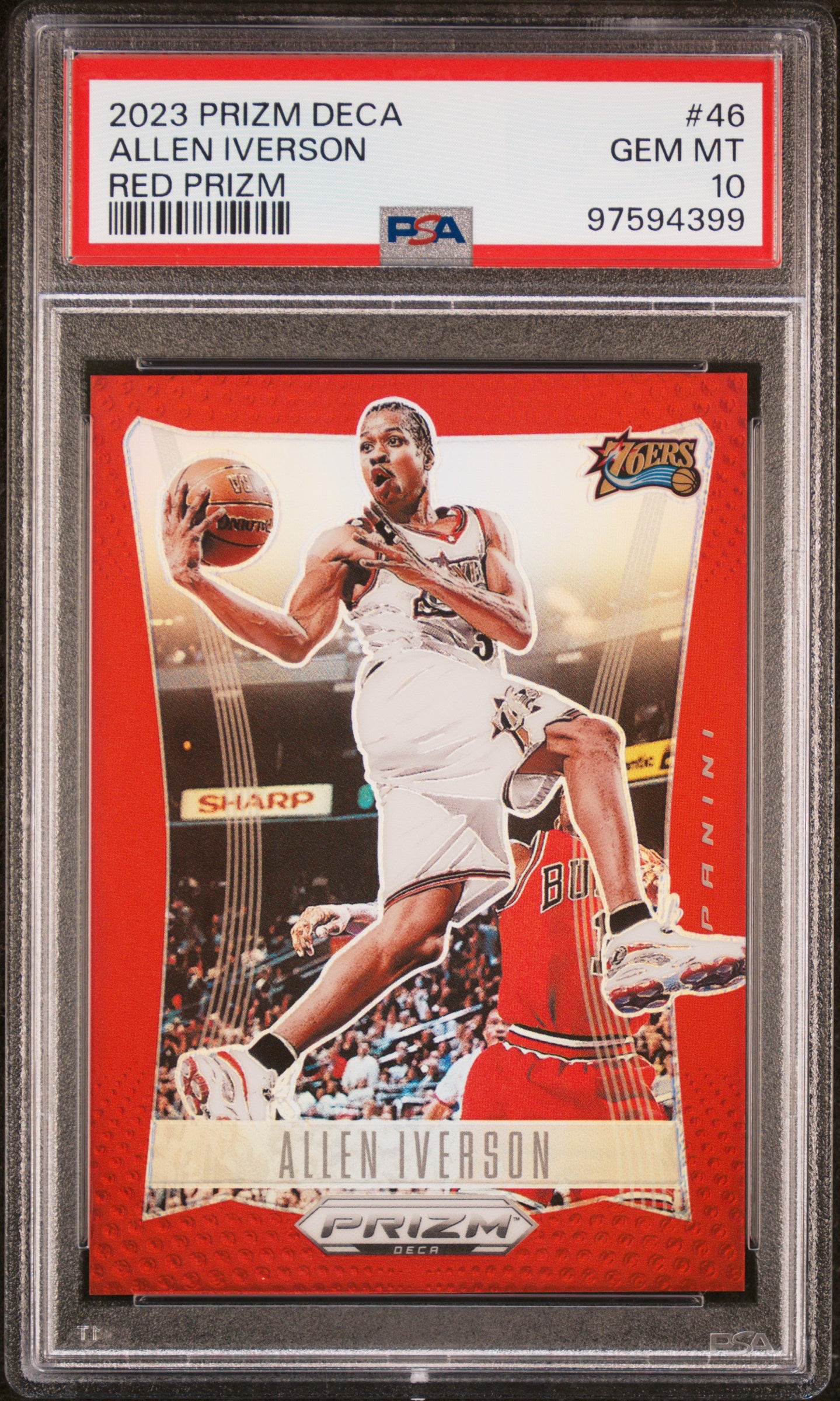 2023 Panini Prizm Deca Allen Iverson #46 Red Prizm PSA 10