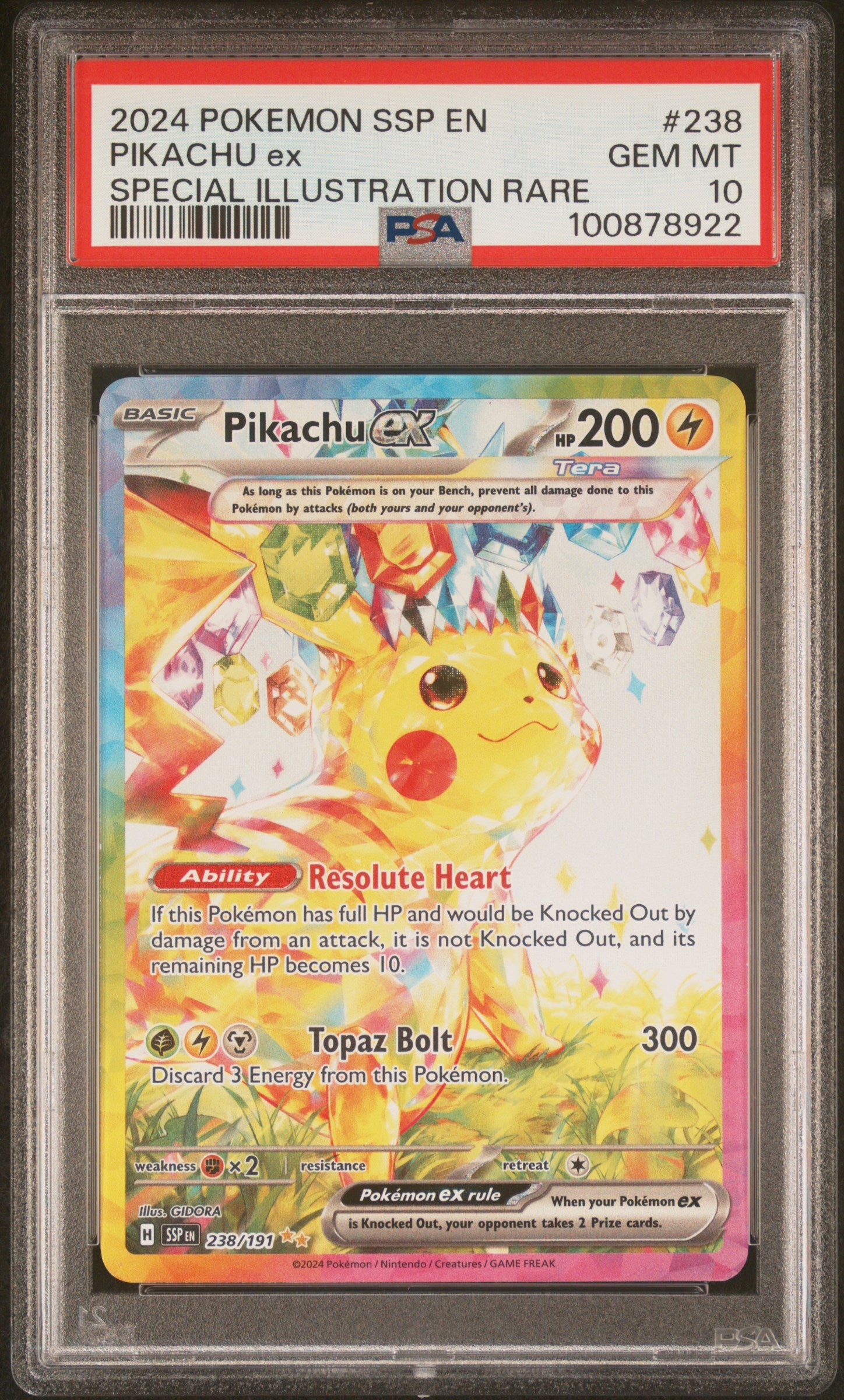 PokéMon TCG Pikachu EX #238 Special Illustration Rare PSA 10