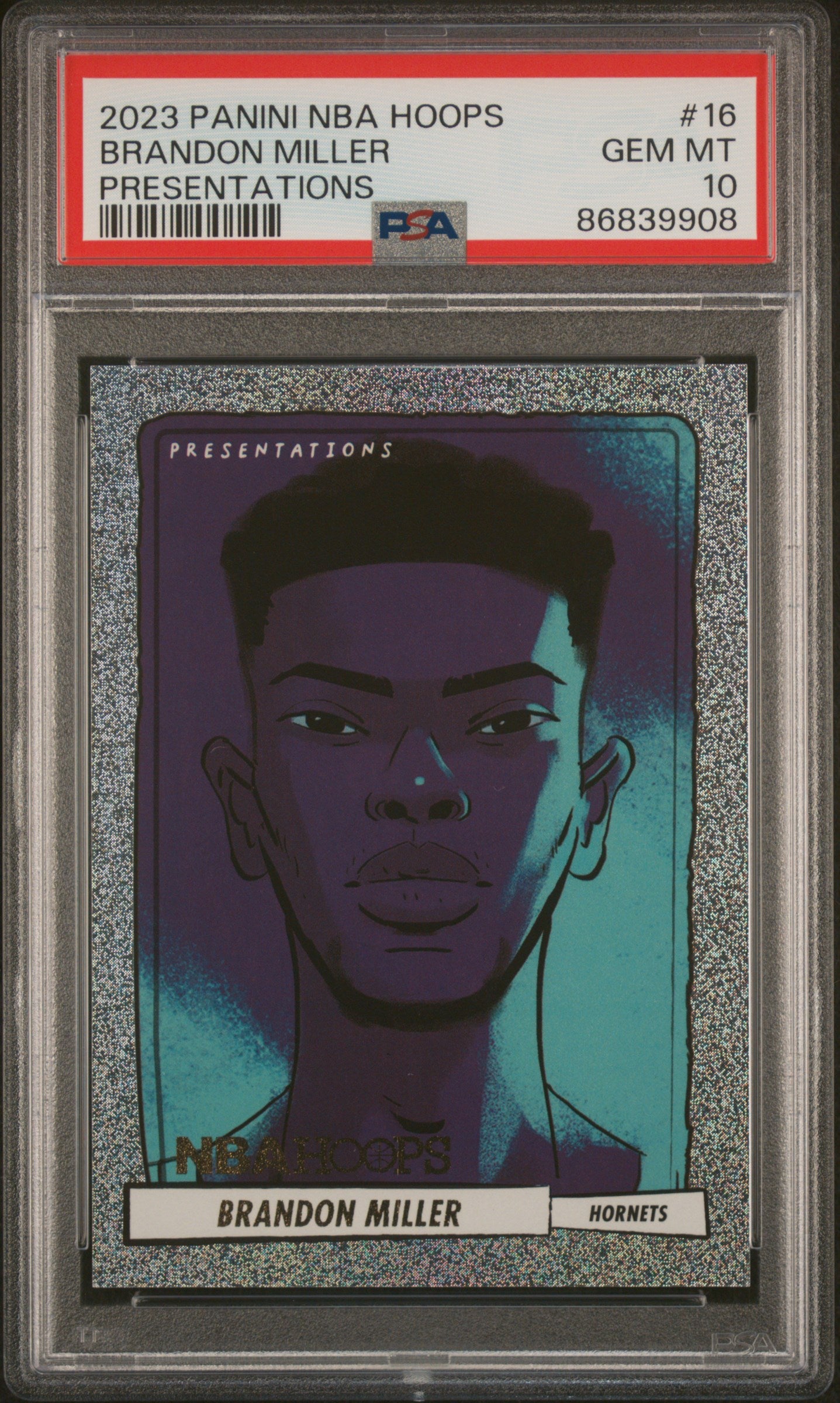 2023 Panini NBA Hoops Presentations Brandon Miller #16 PSA 10
