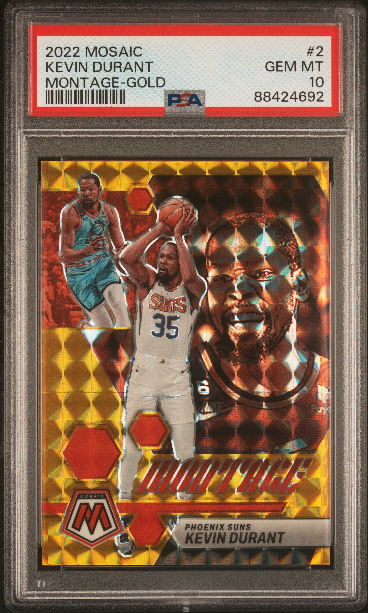 2022 Panini Mosaic Montage Kevin Durant #2 Montage Gold PSA 10