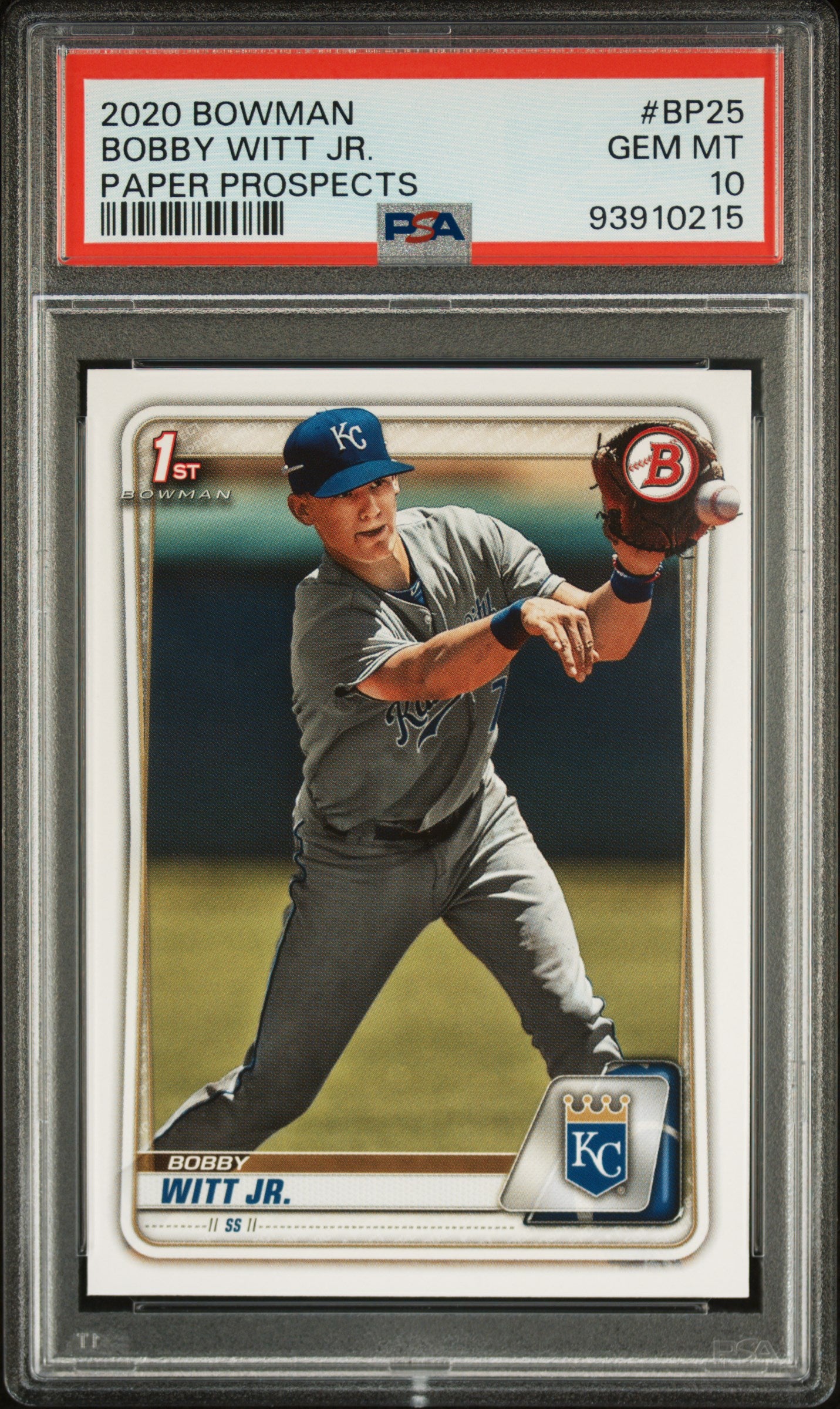 2020 Bowman Paper Prospects Bobby Witt JR. #BP25 PSA 10