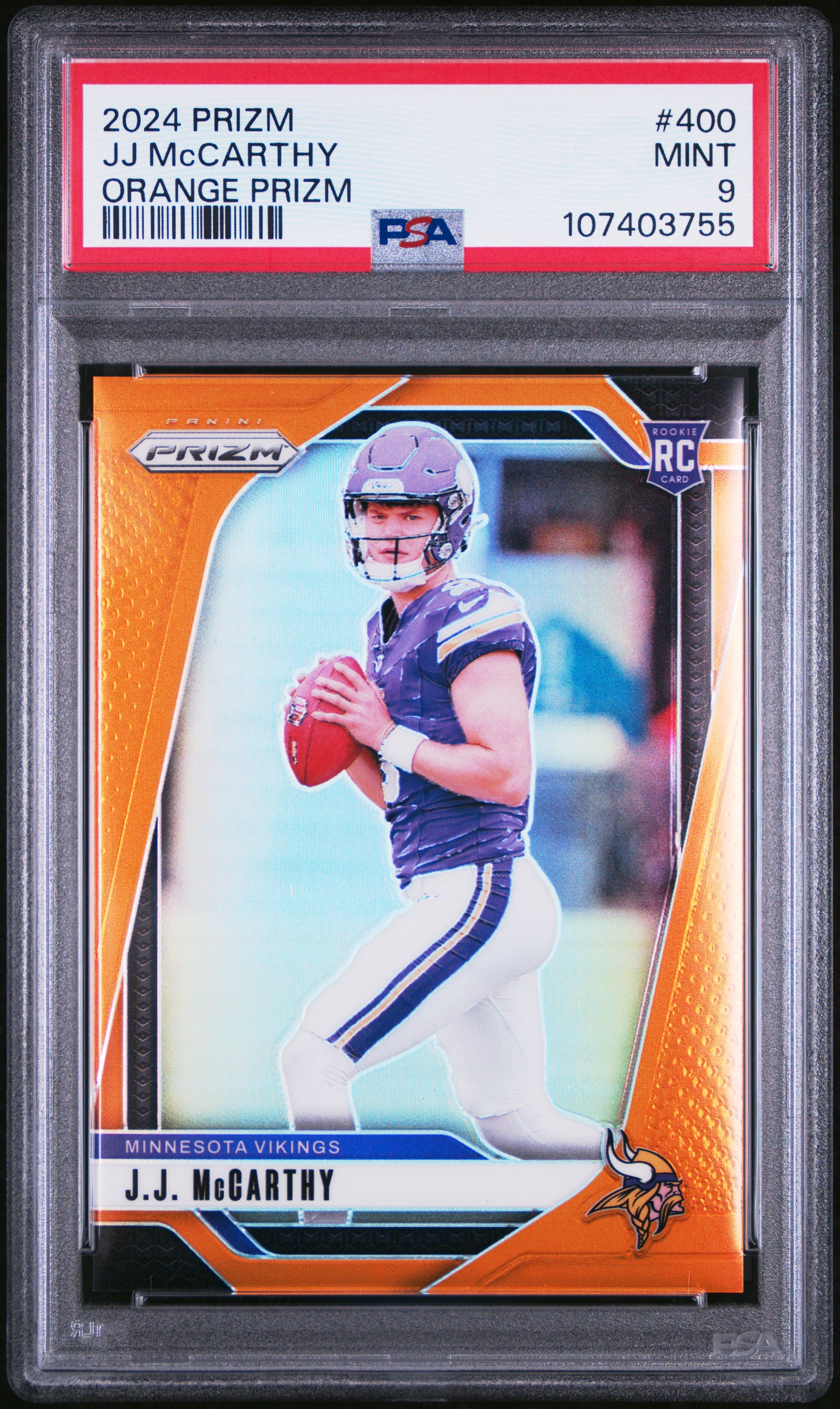 2024 Panini Prizm JJ Mccarthy #400 Orange PSA 9
