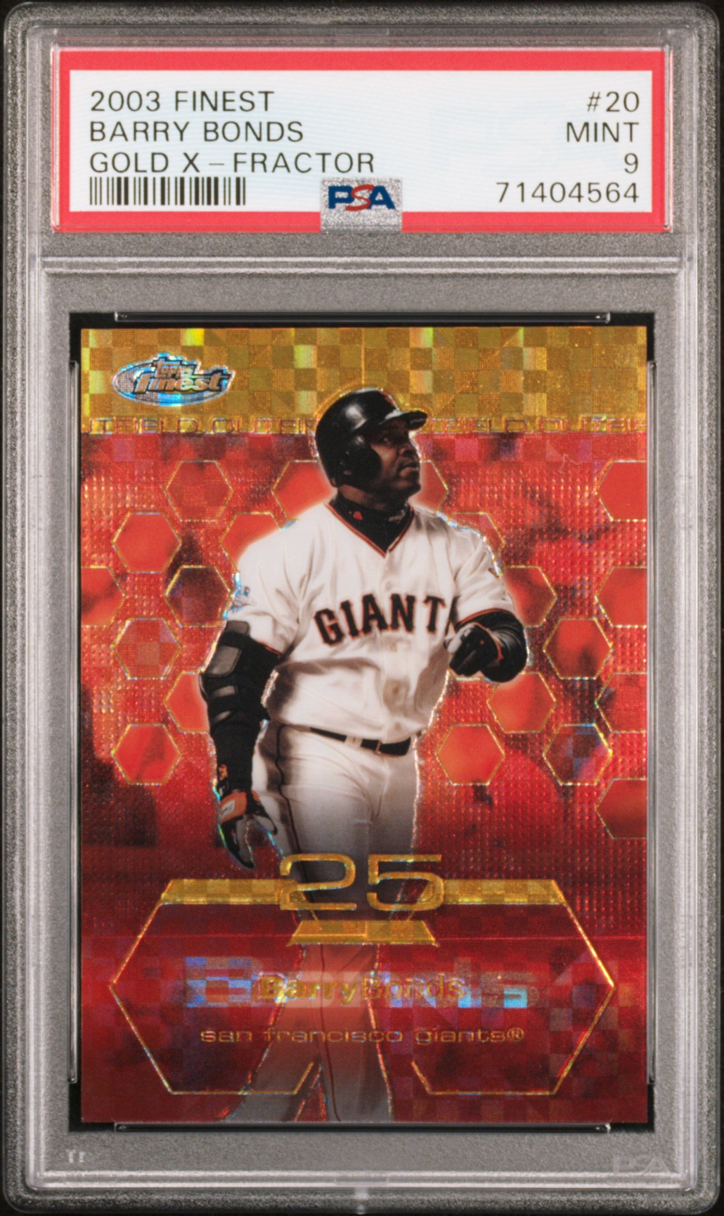 2003 Finest Barry Bonds #20 Gold X Fractor PSA 9