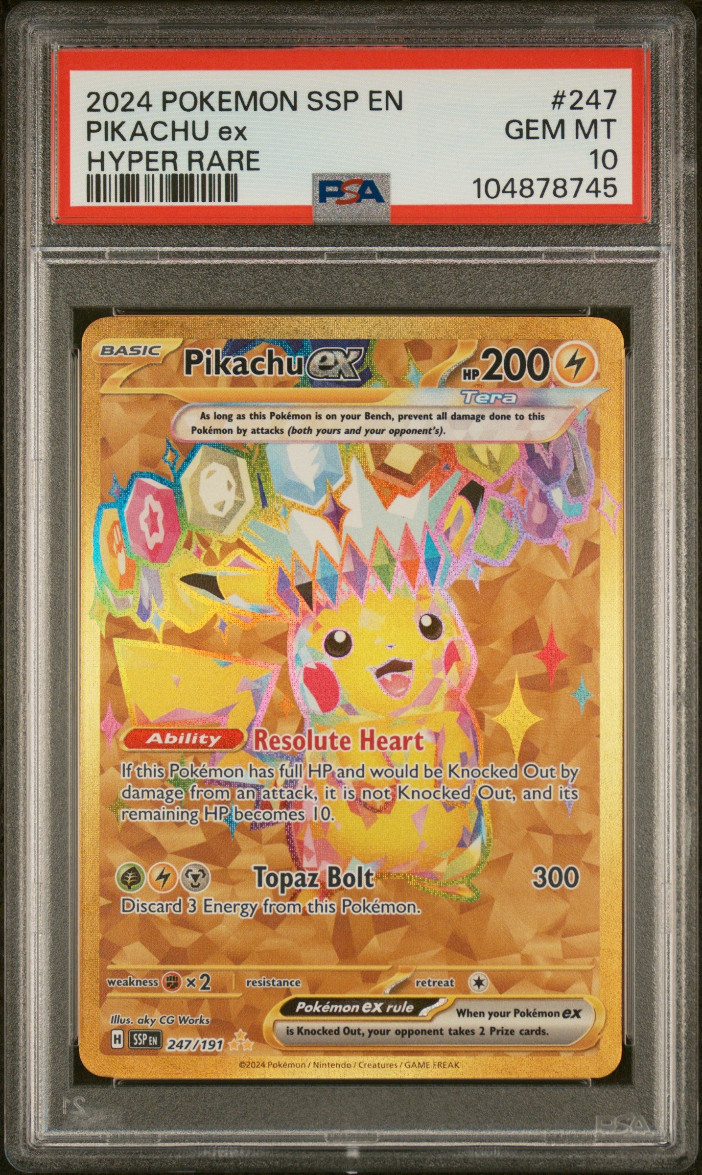 Pokemon TCG Pikachu EX #247 Hyper Rare PSA 10