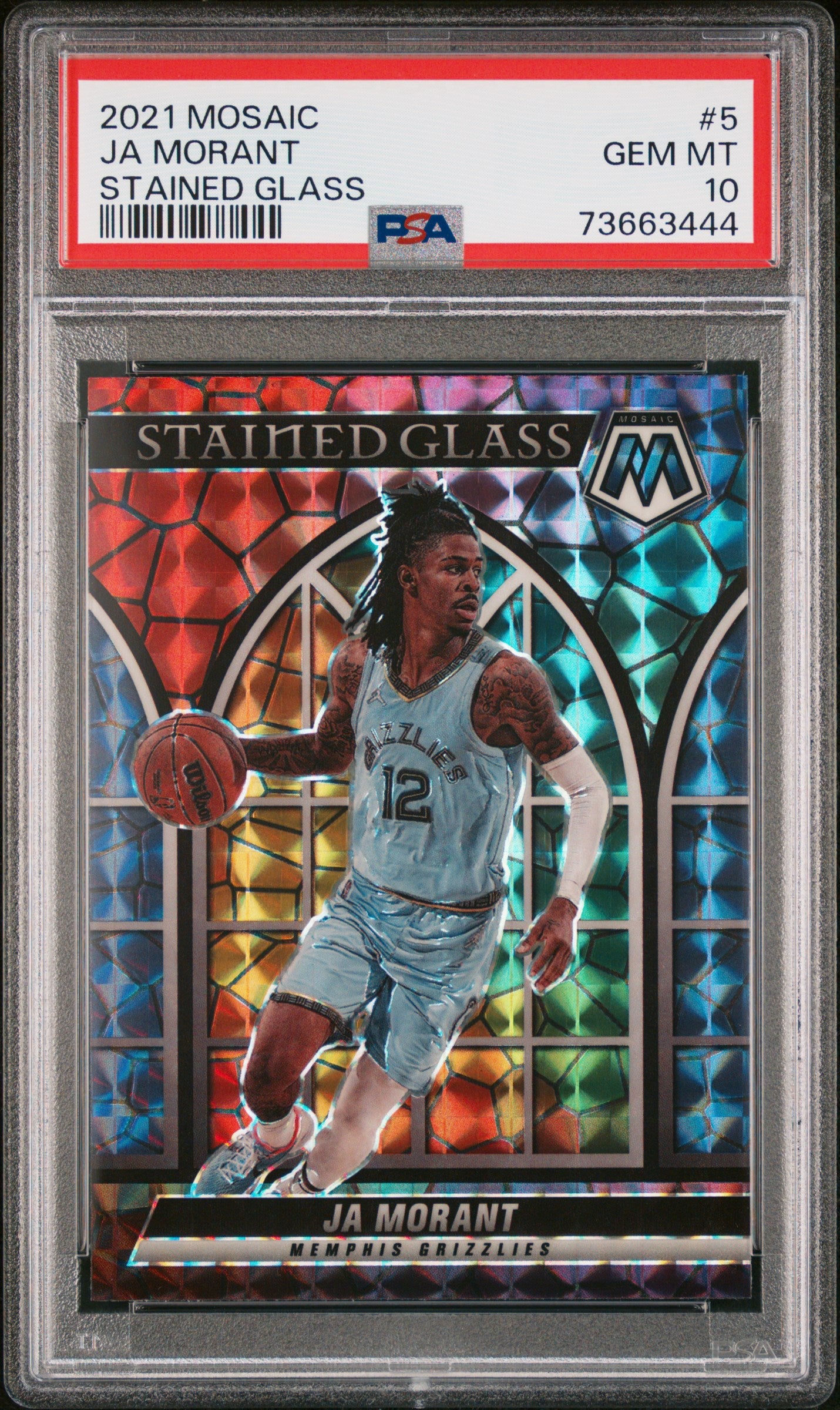 2021 Panini Mosaic Stained Glass Ja Morant #5 PSA 10