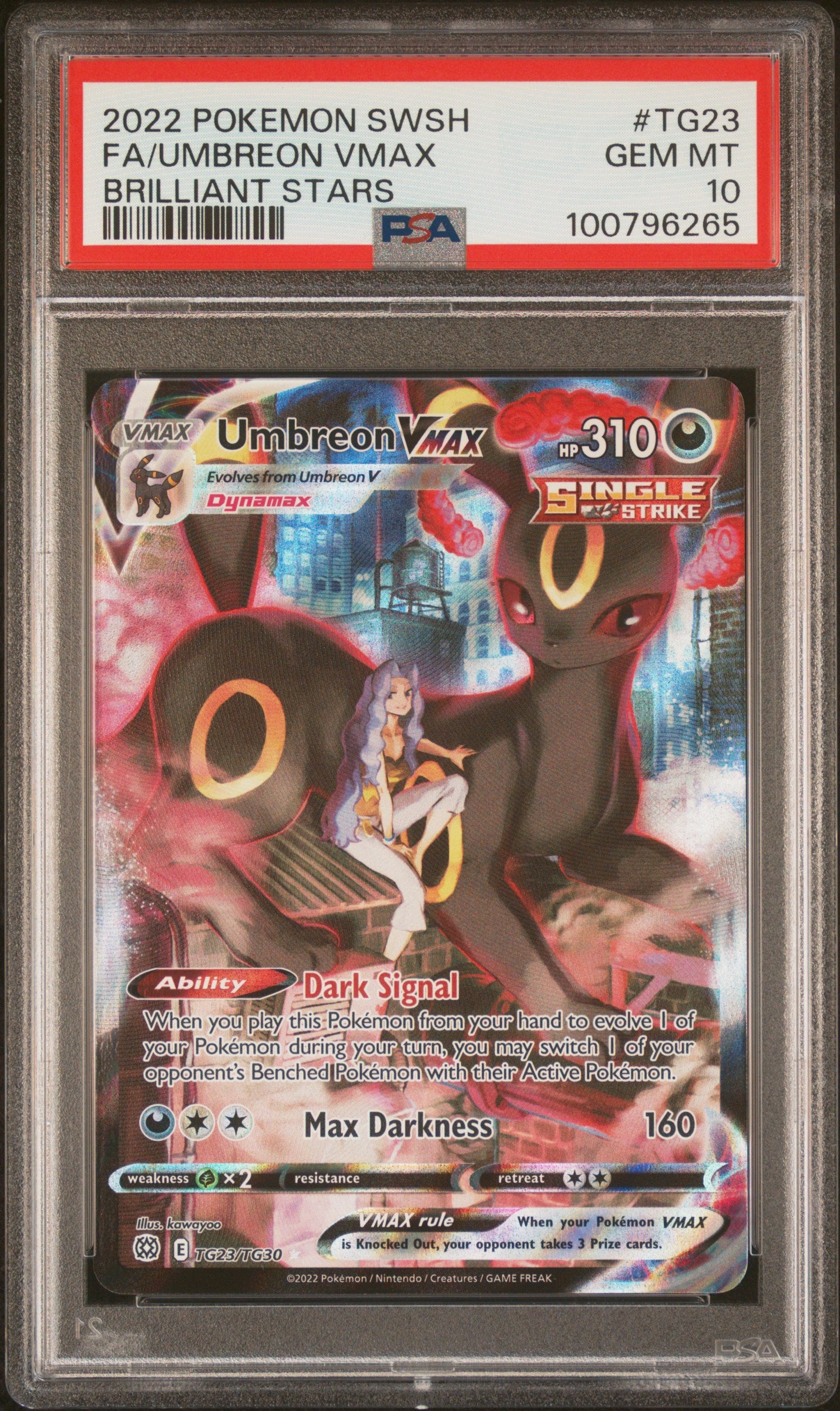 Pokemon TCG Umbreon Vmax Fa #TG23 Brilliant Stars PSA 10