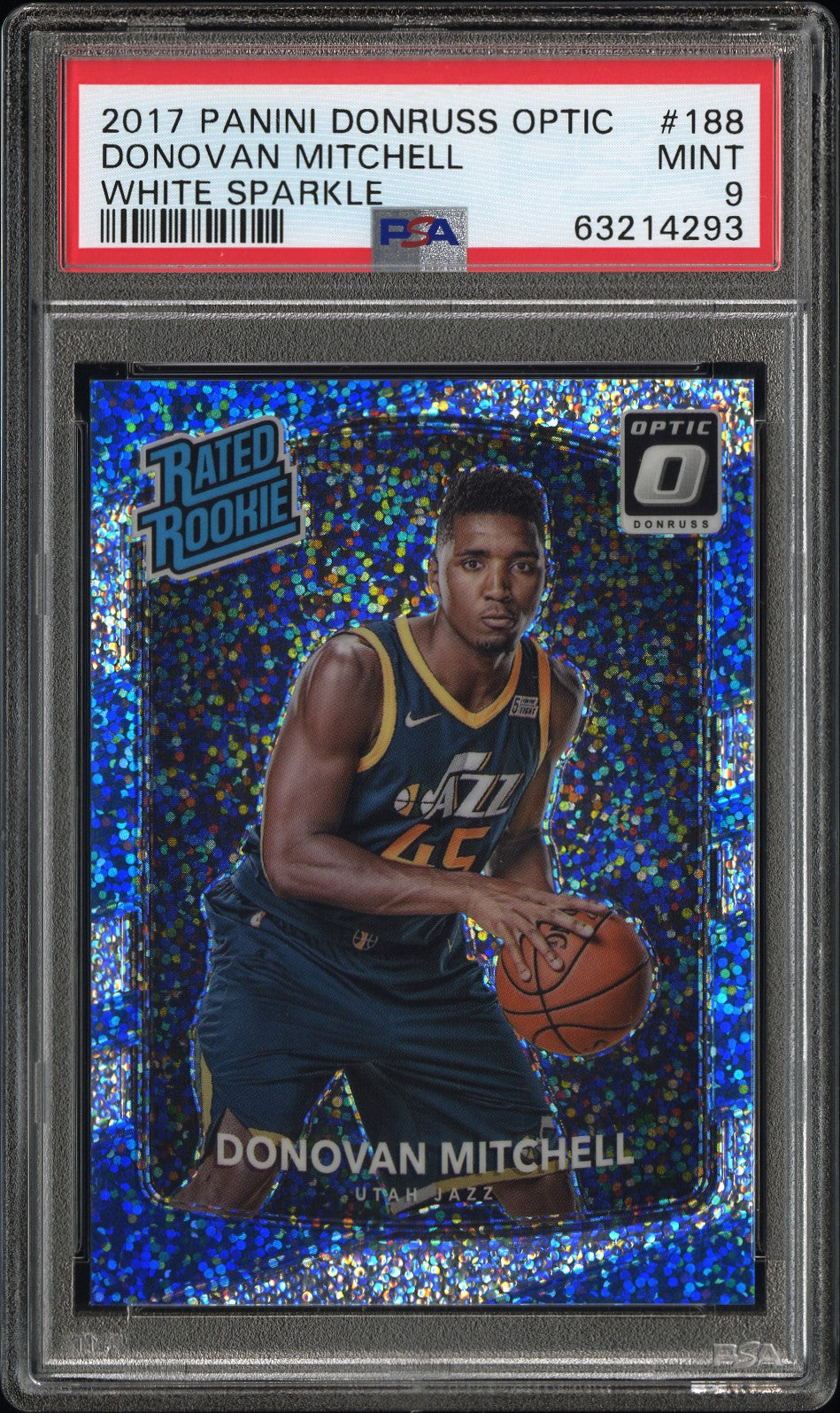 2017 Panini Donruss Optic Donovan Mitchell #188 White Sparkle PSA 9