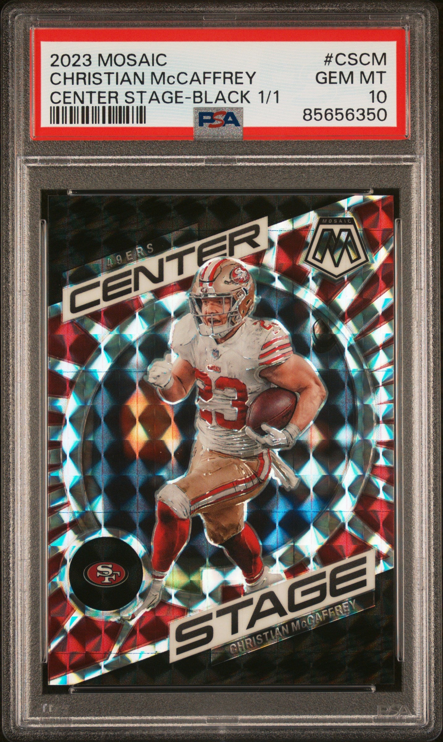 2023 Panini Mosaic Center Stage Christian Mccaffrey #CSCM PSA 10