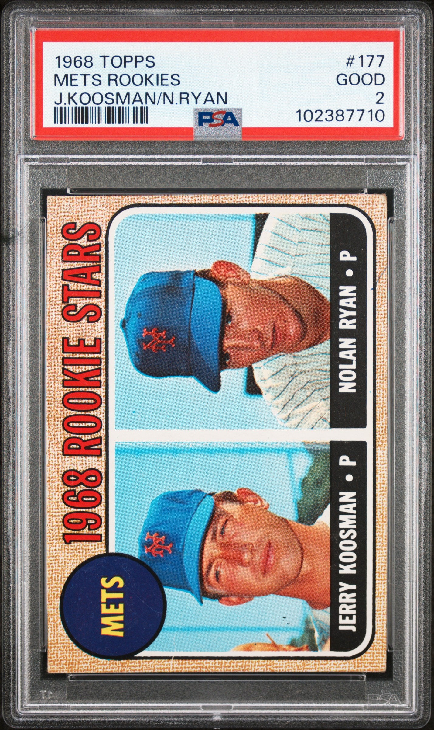 1968 Topps Mets Rookies #177 J. Koosman N. Ryan PSA 2
