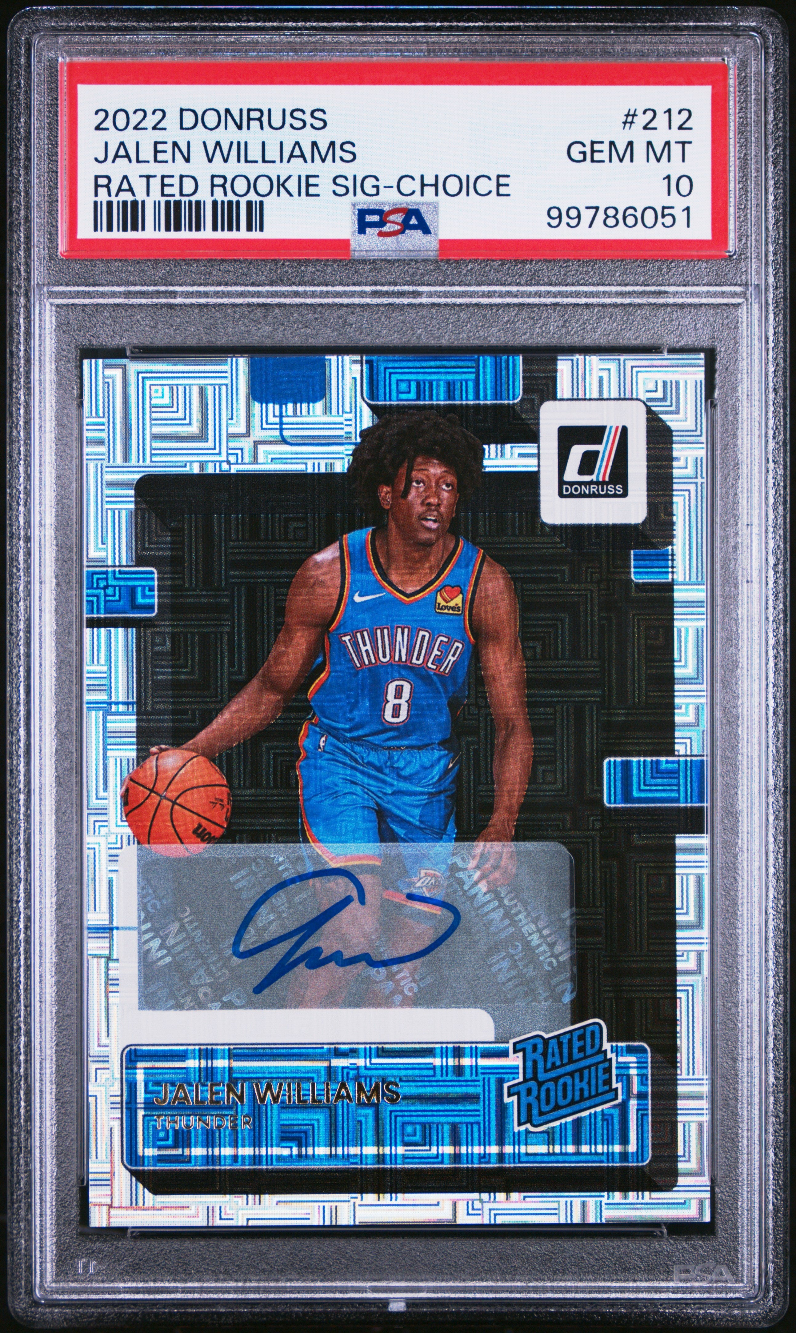 2022 Panini Donruss Jalen Williams #212 Rated Rookie SIG Choice PSA 10