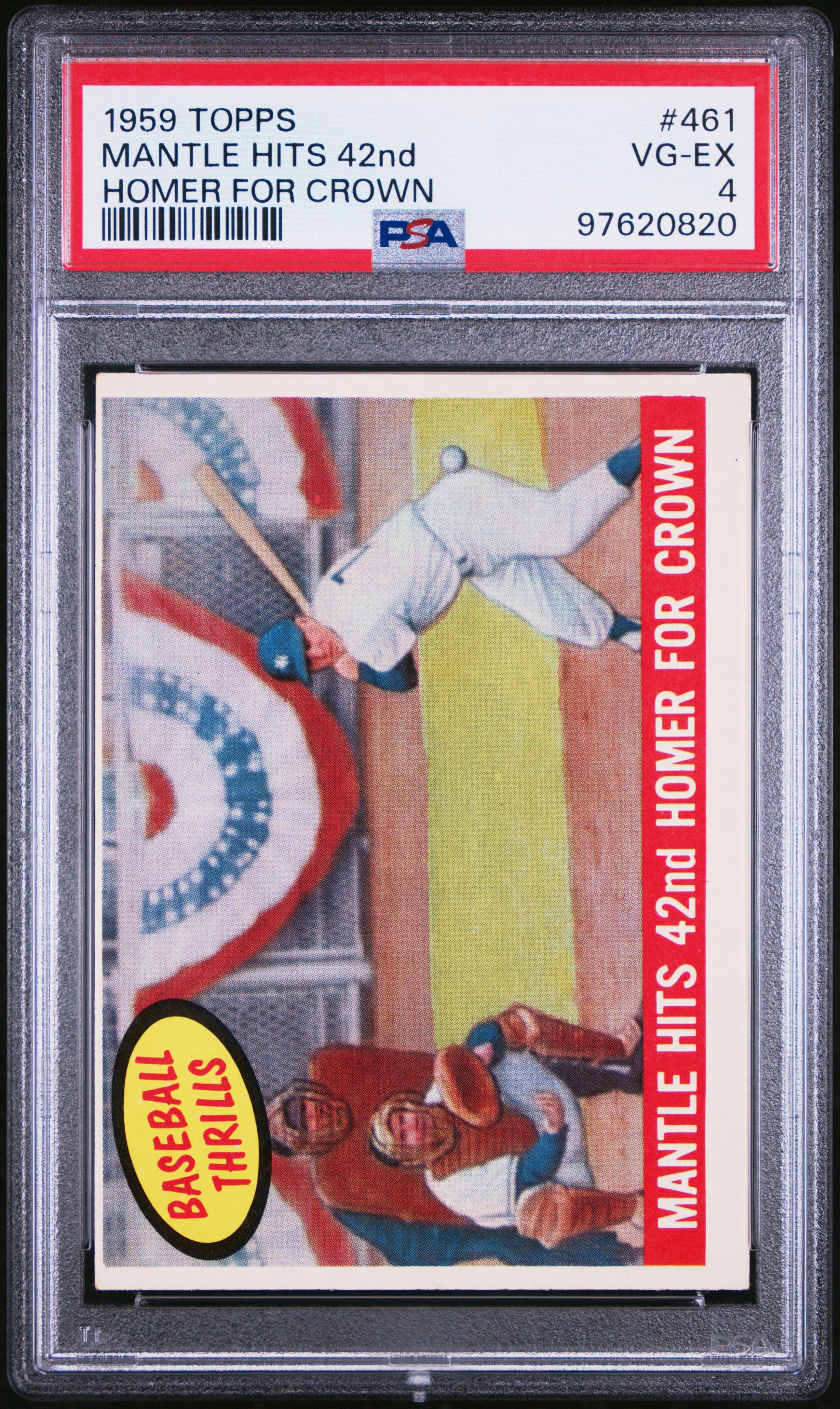 1959 Topps Mantle Hits 42nd #461 PSA 4