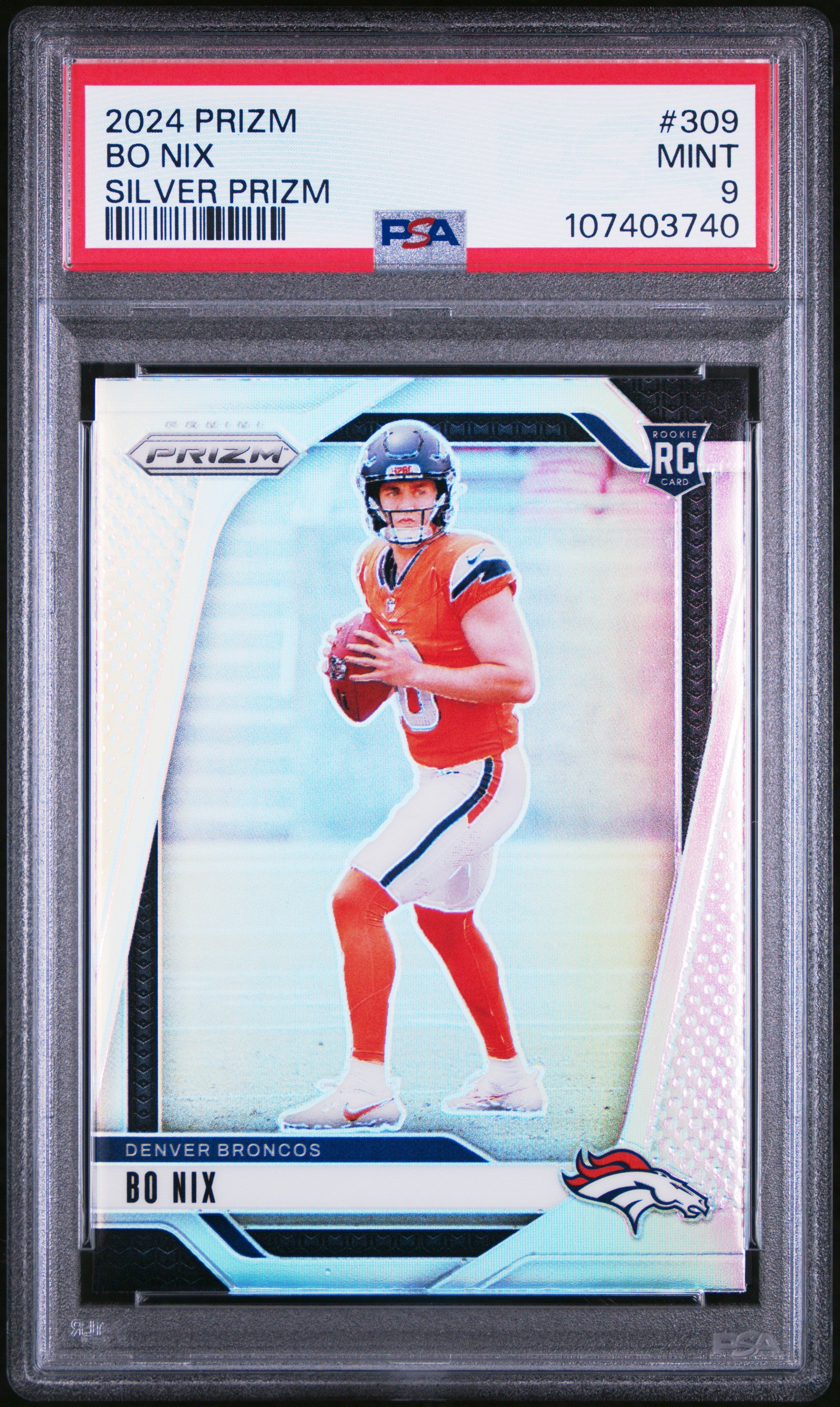 2024 Panini Prizm Bo Nix #309 Silver PSA 9