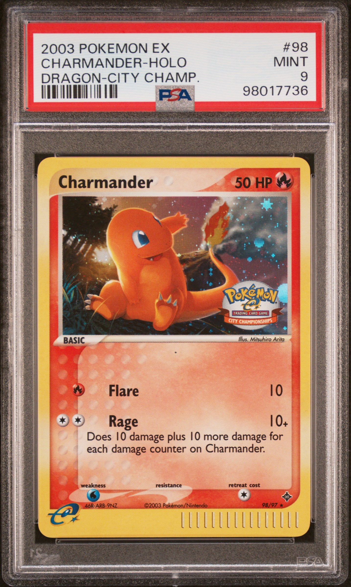 PokéMon TCG Charmander #98 Dragon-City Champ. PSA 9
