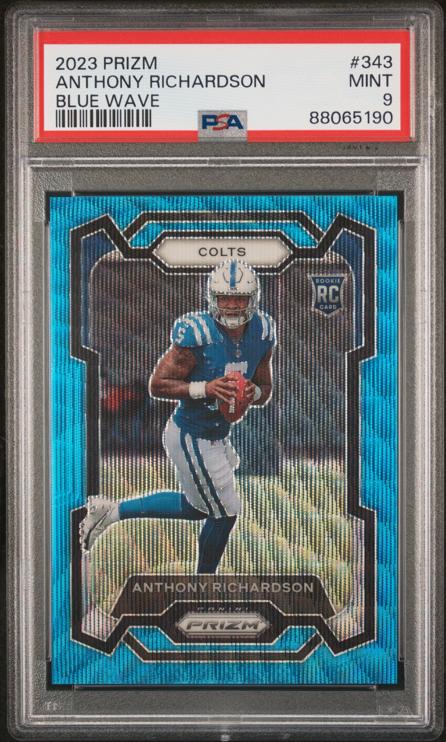 2023 Panini Prizm Anthony Richardson #343 Blue Wave PSA 9