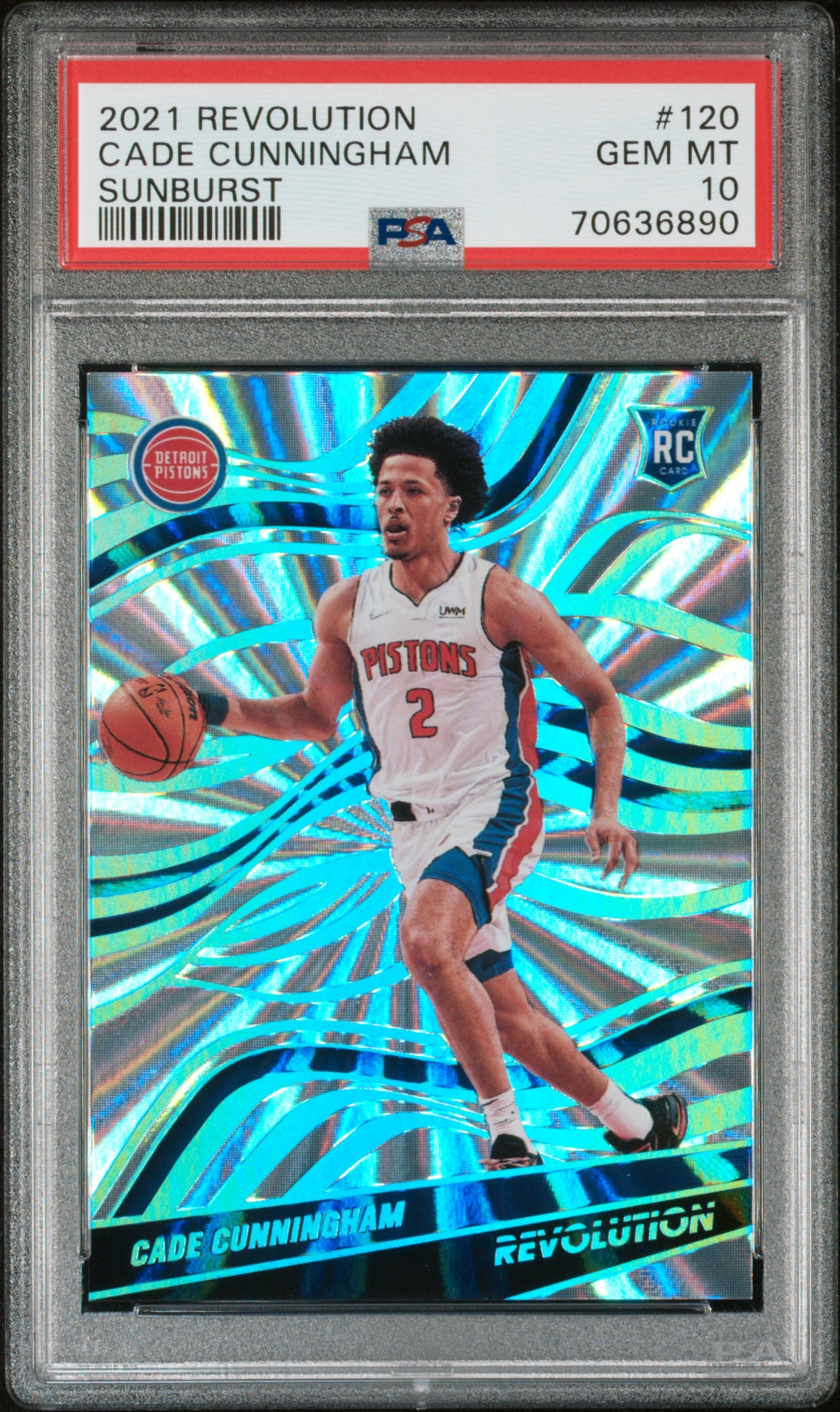 2021 Panini Revolution Cade Cunningham #120 Sunburst PSA 10