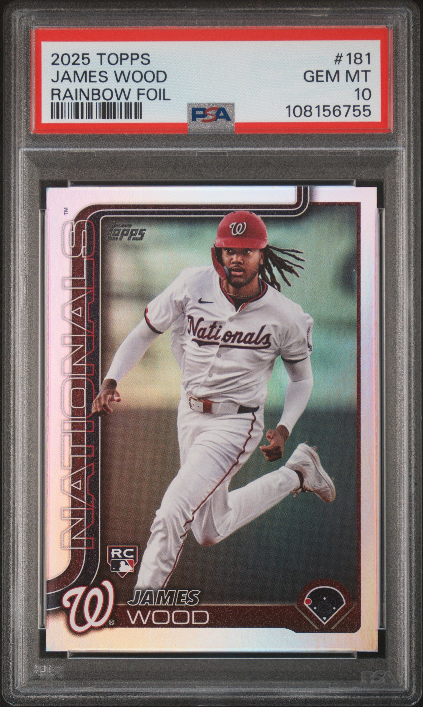 2025 Topps James Wood #181 Rainbow Foil PSA 10