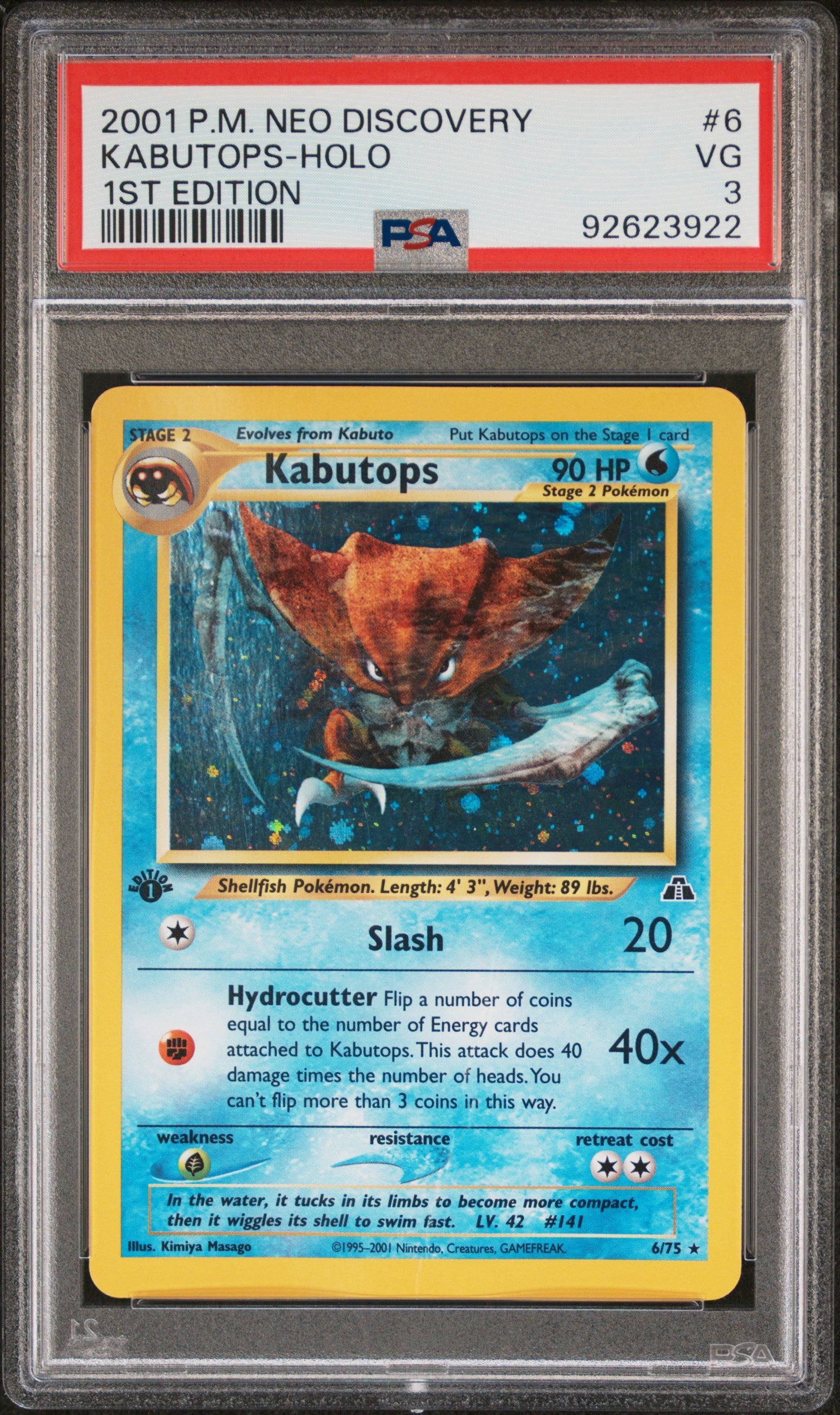 PokéMon TCG Kabutops #6 1ST Edition PSA 3